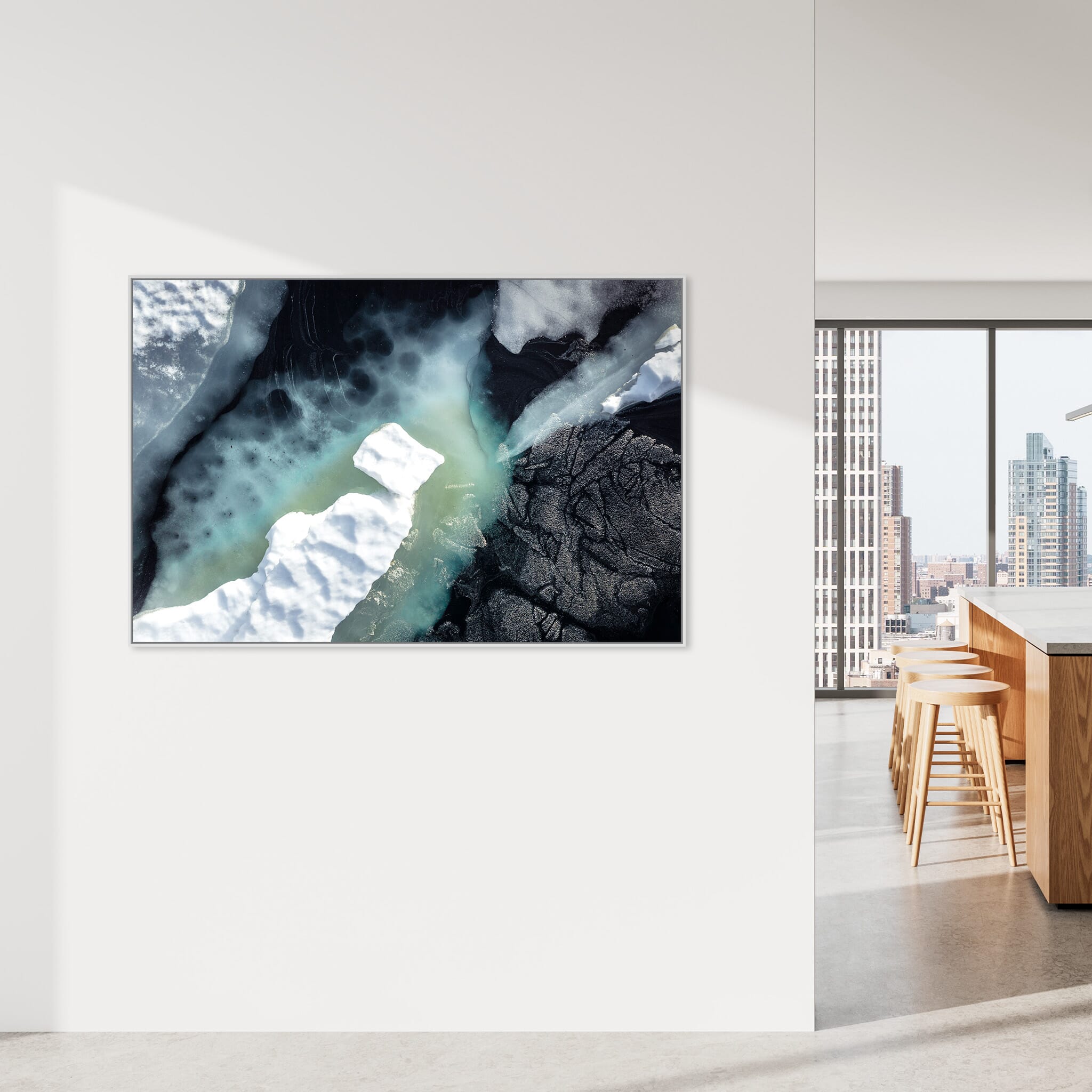 Modern Interior design featuring photography prints by Jan Erik Waider