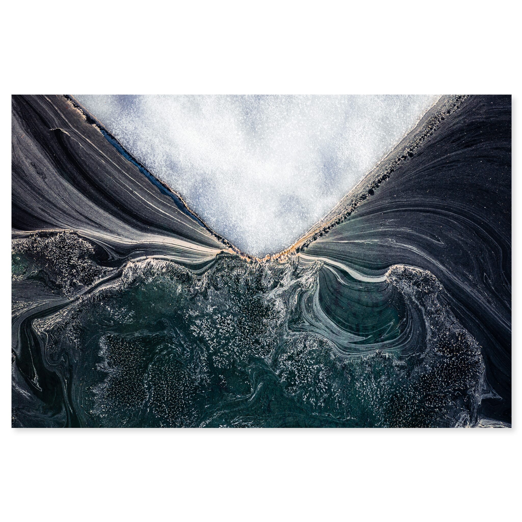 Fine art print of drifting ice and yellow pollen on Ståvatn lake in Norway