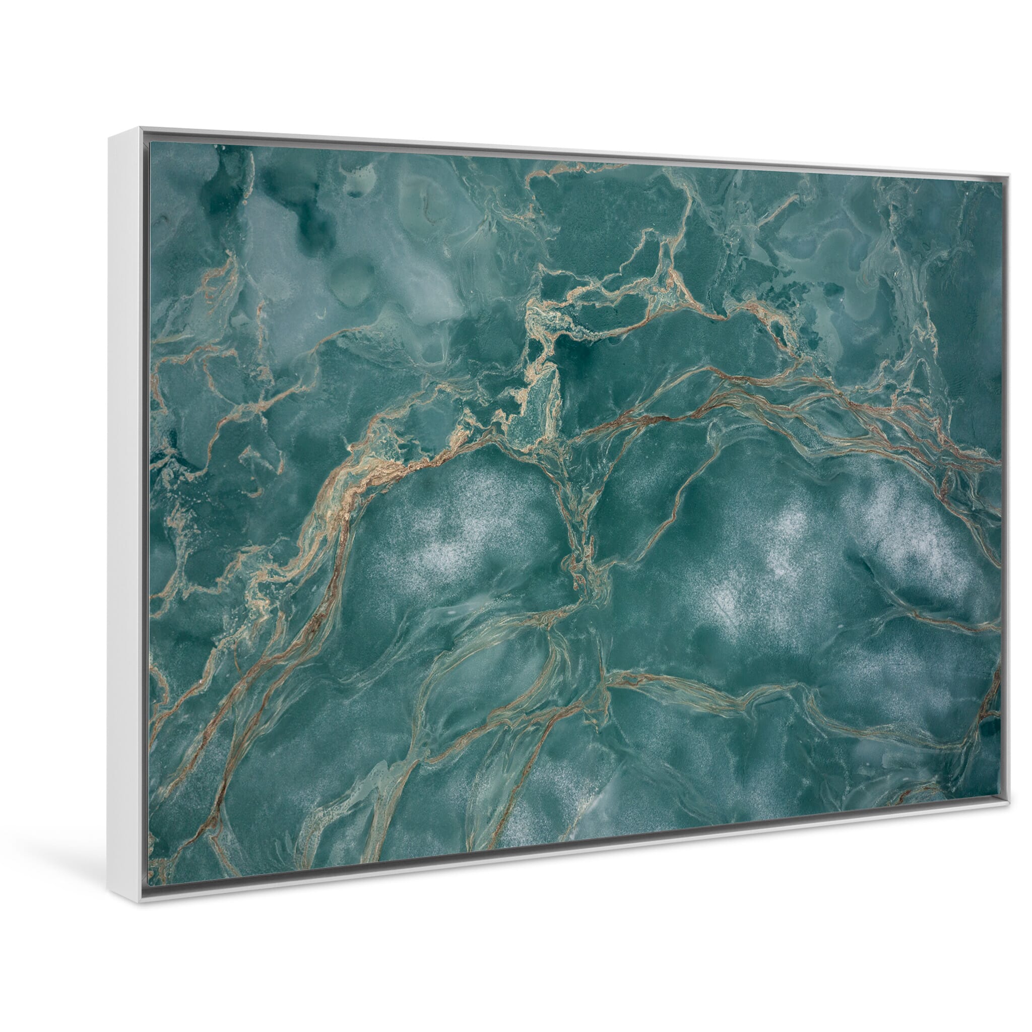 Framed photo print of textured aerial landscape with pollen and melting ice in Norway