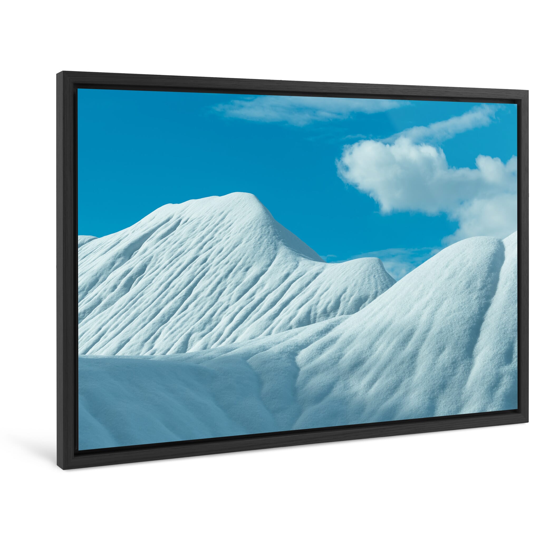Framed photo print of minimalist mountain landscape reduced to shape and surface