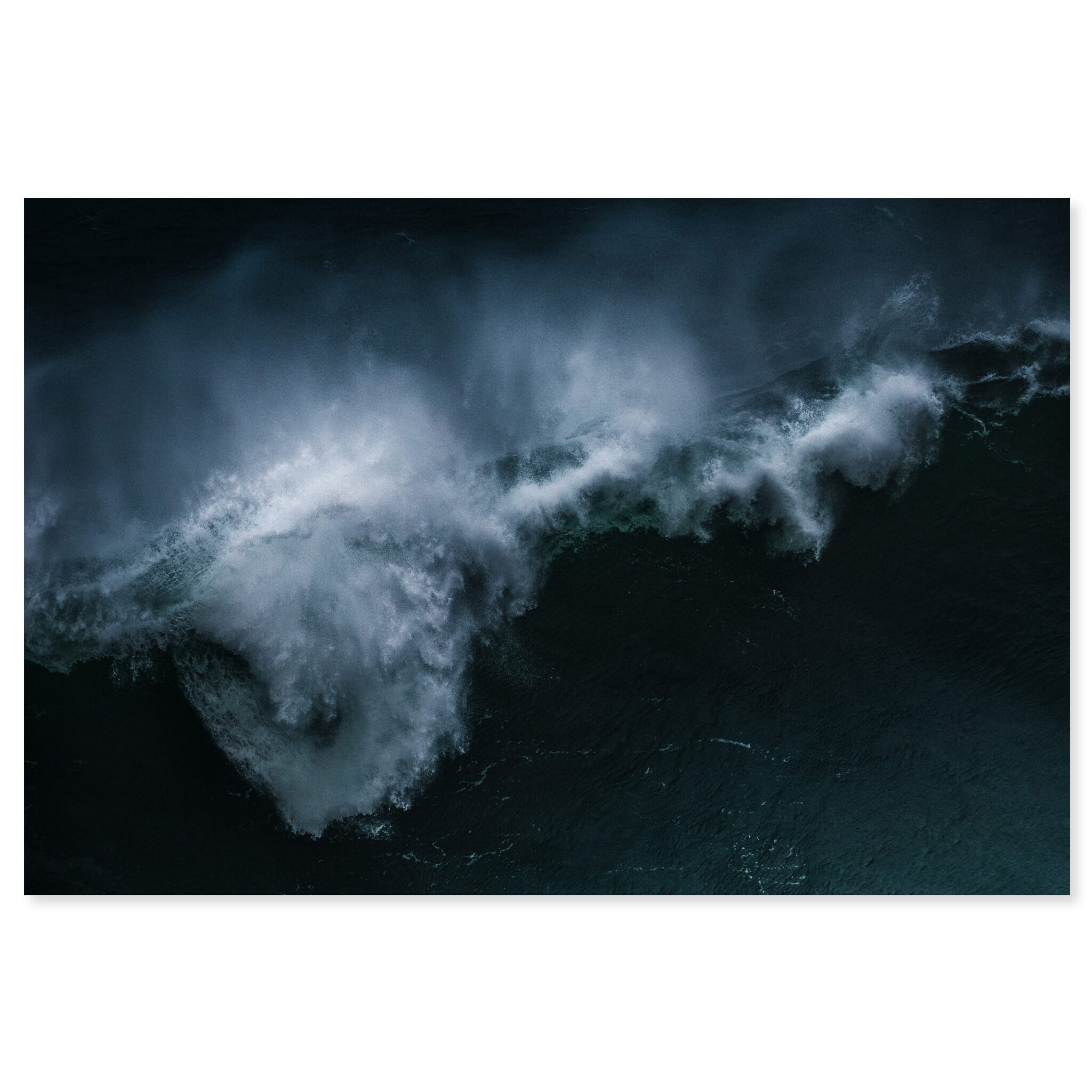 Fine art print of a crashing Atlantic wave with swirling motion and sea spray