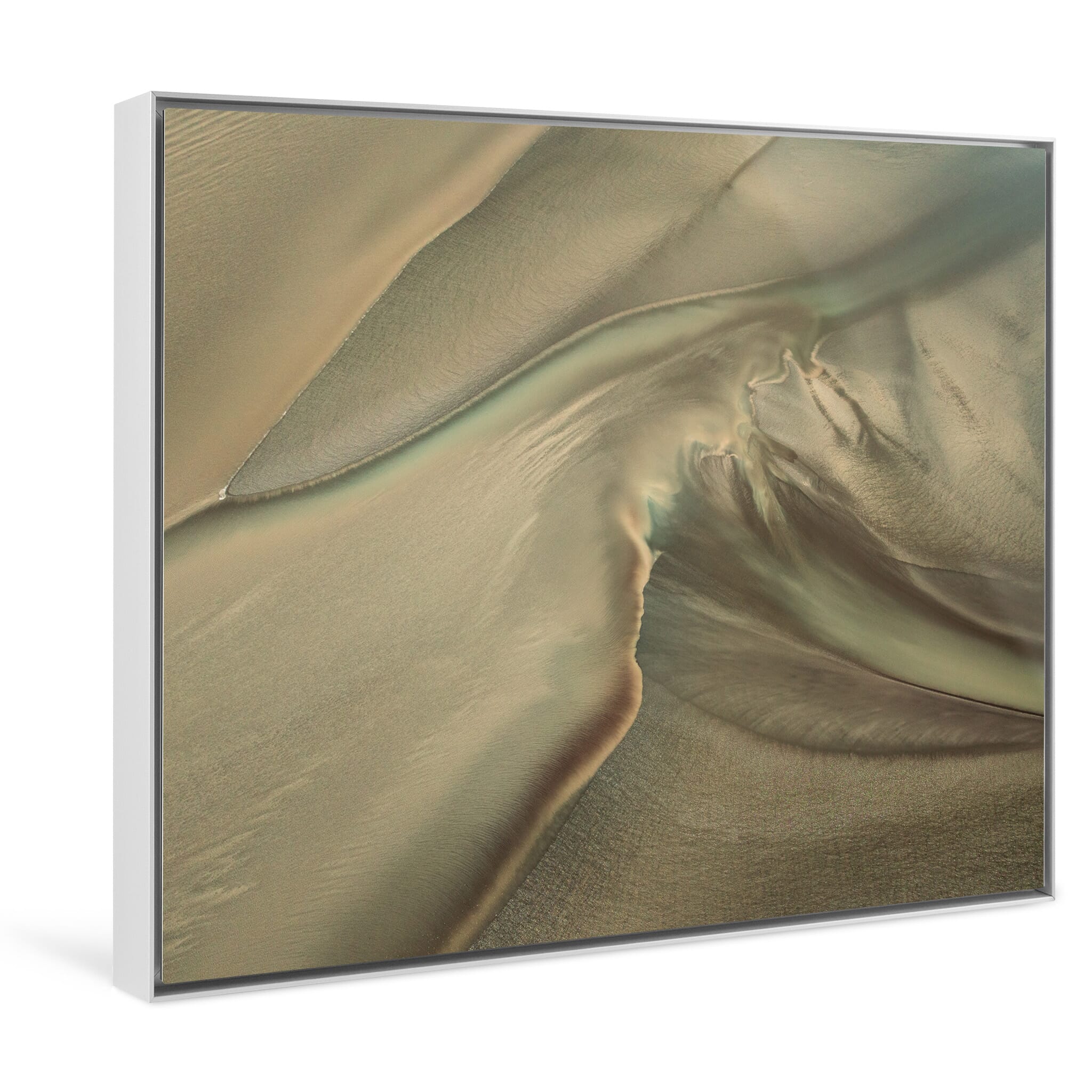 Framed photo print of Alaska’s dynamic shoreline captured during low tide