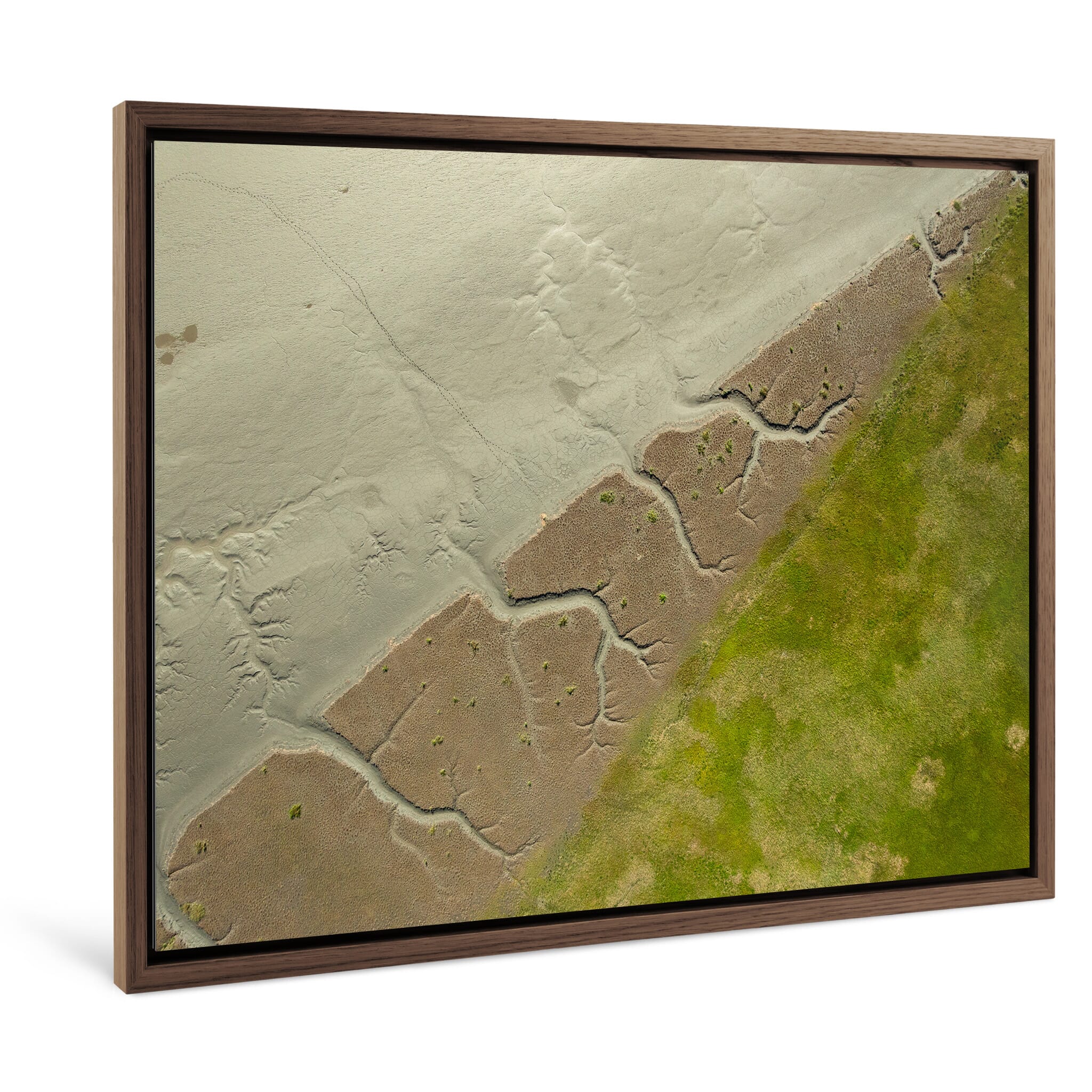 Framed photo print of abstract shapes created by water movement