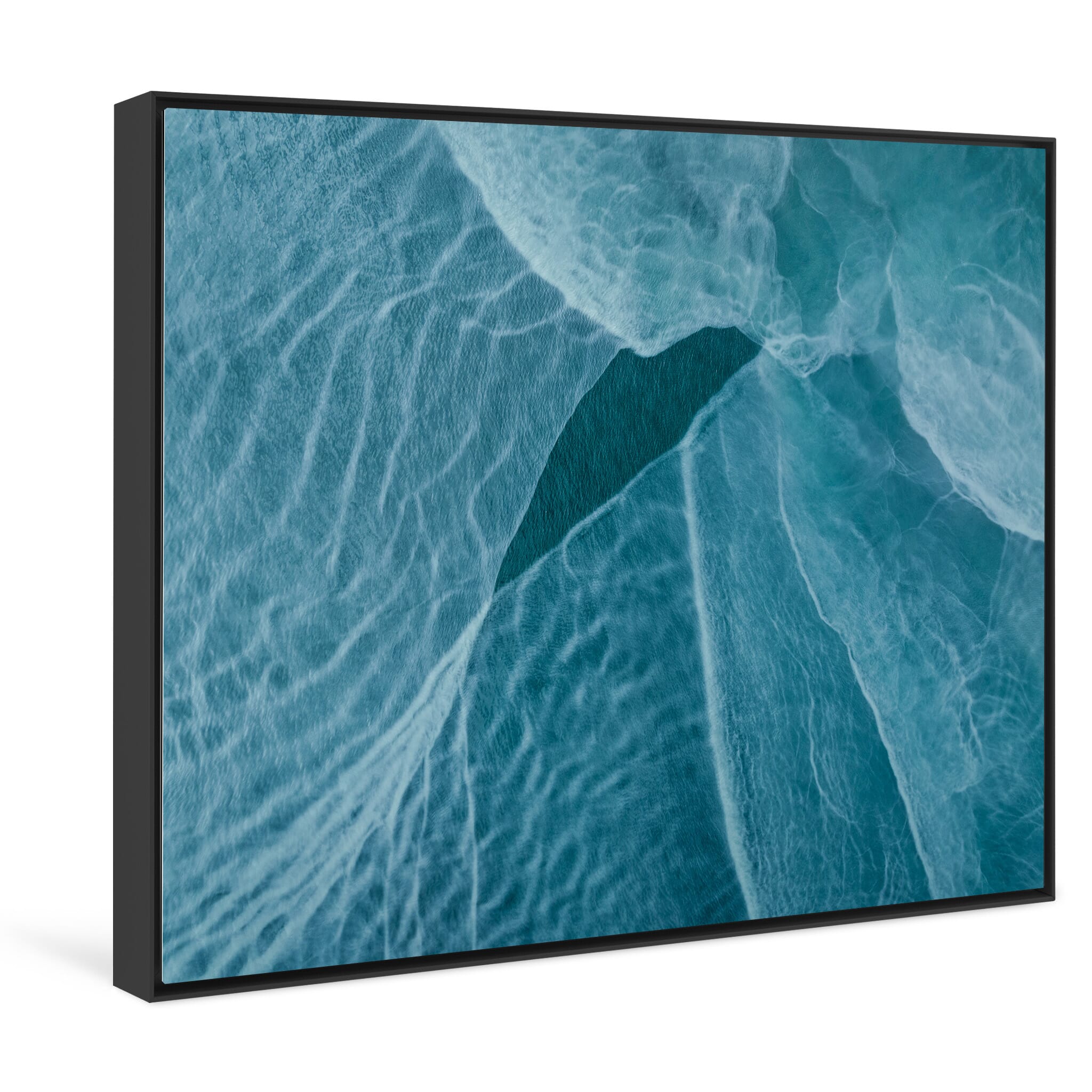 Framed photo print of coastal textures where meltwater meets the sea