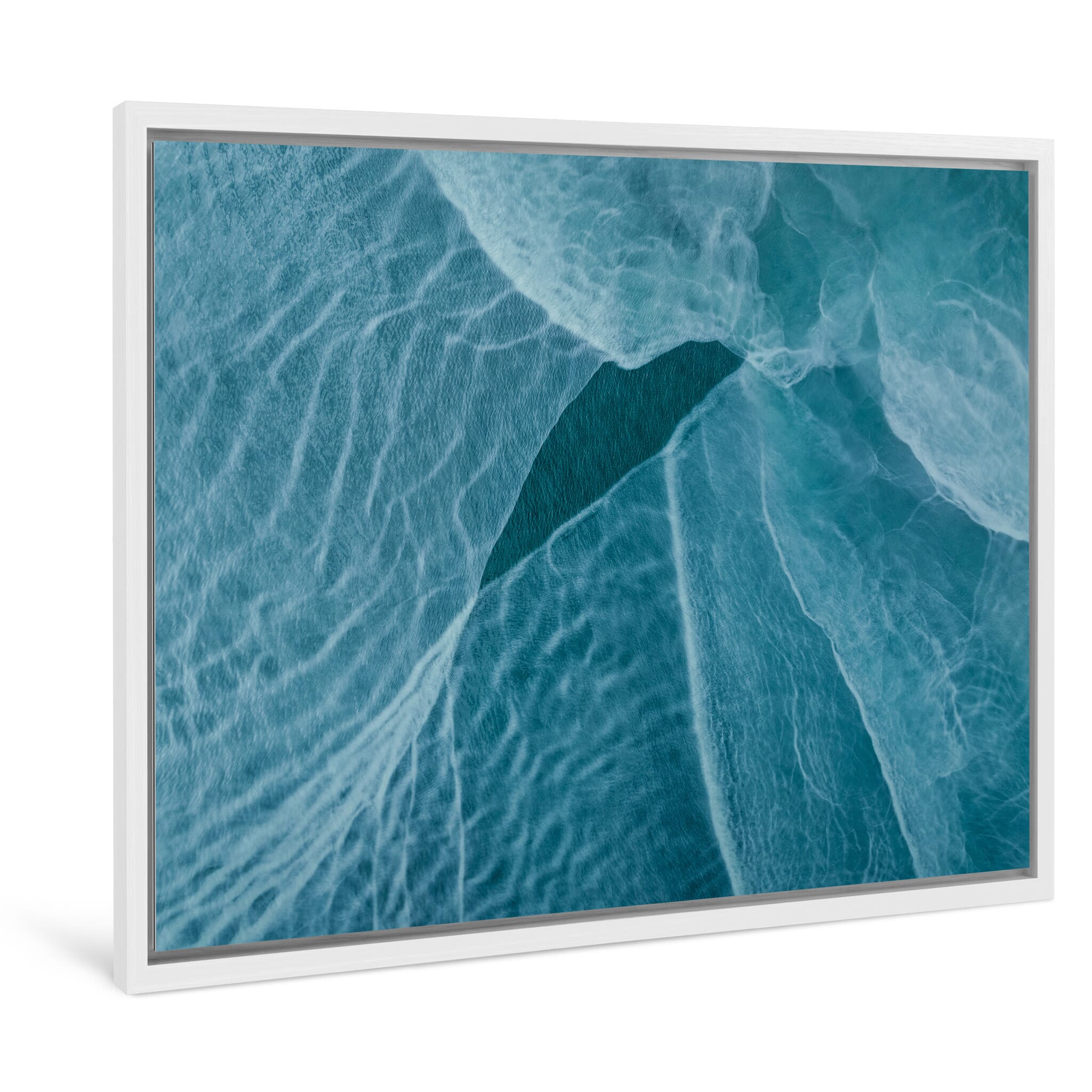 Framed photo print of swirling green and blue tones in Alaska’s coastal waters