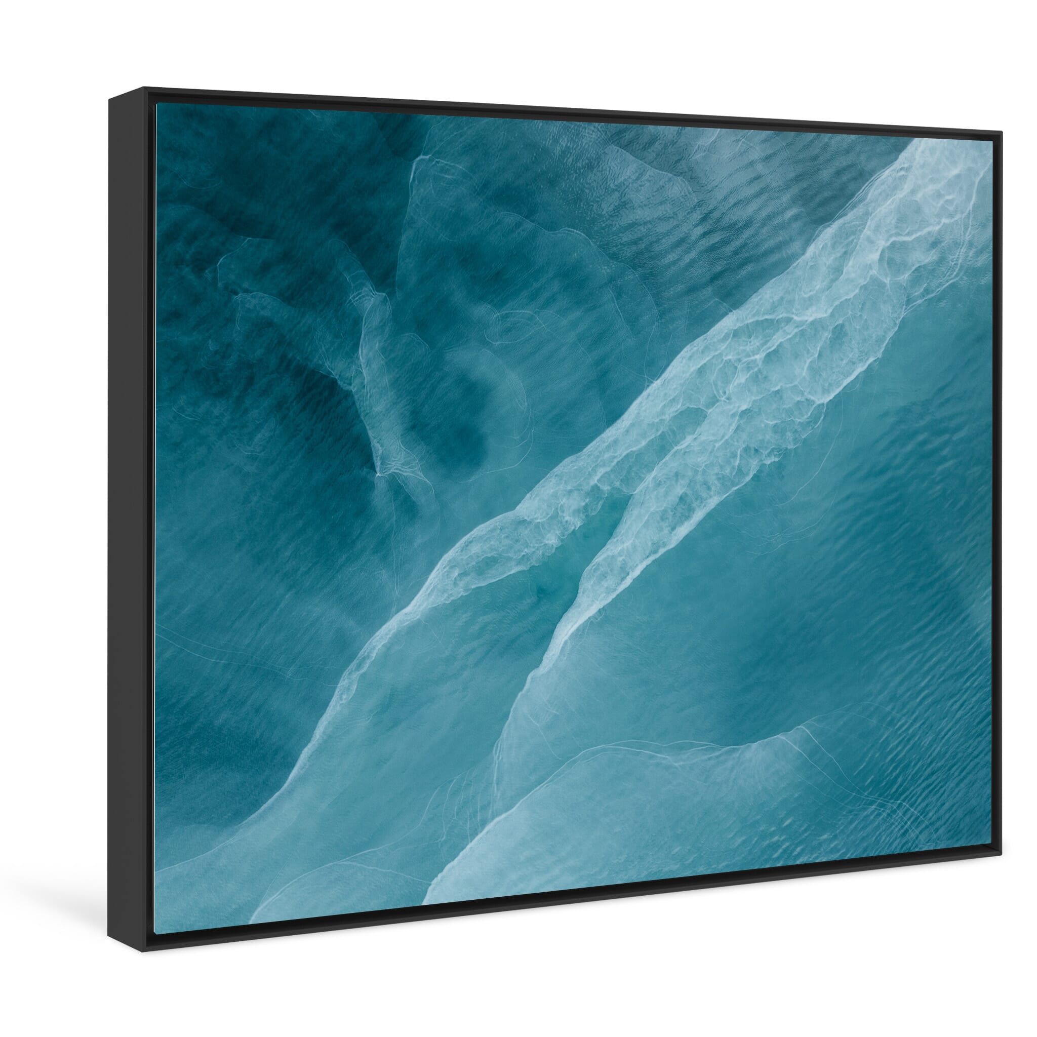 Framed photo print of mineral-rich glacial runoff flowing into the ocean