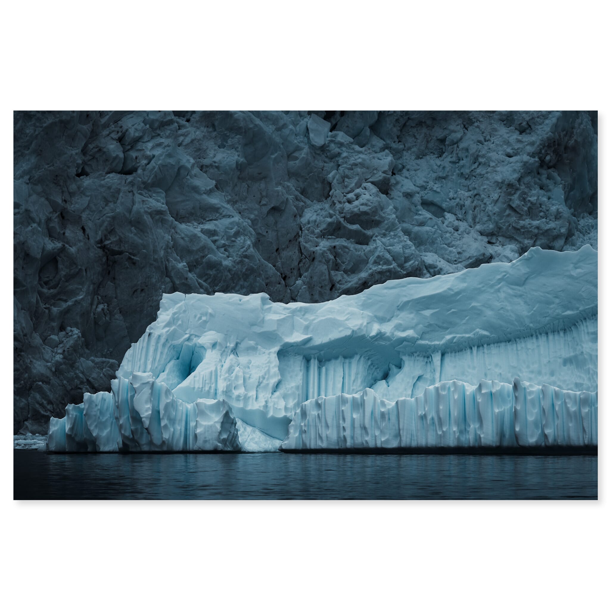 Fine art print of an Antarctic iceberg with intricate ridges and channels