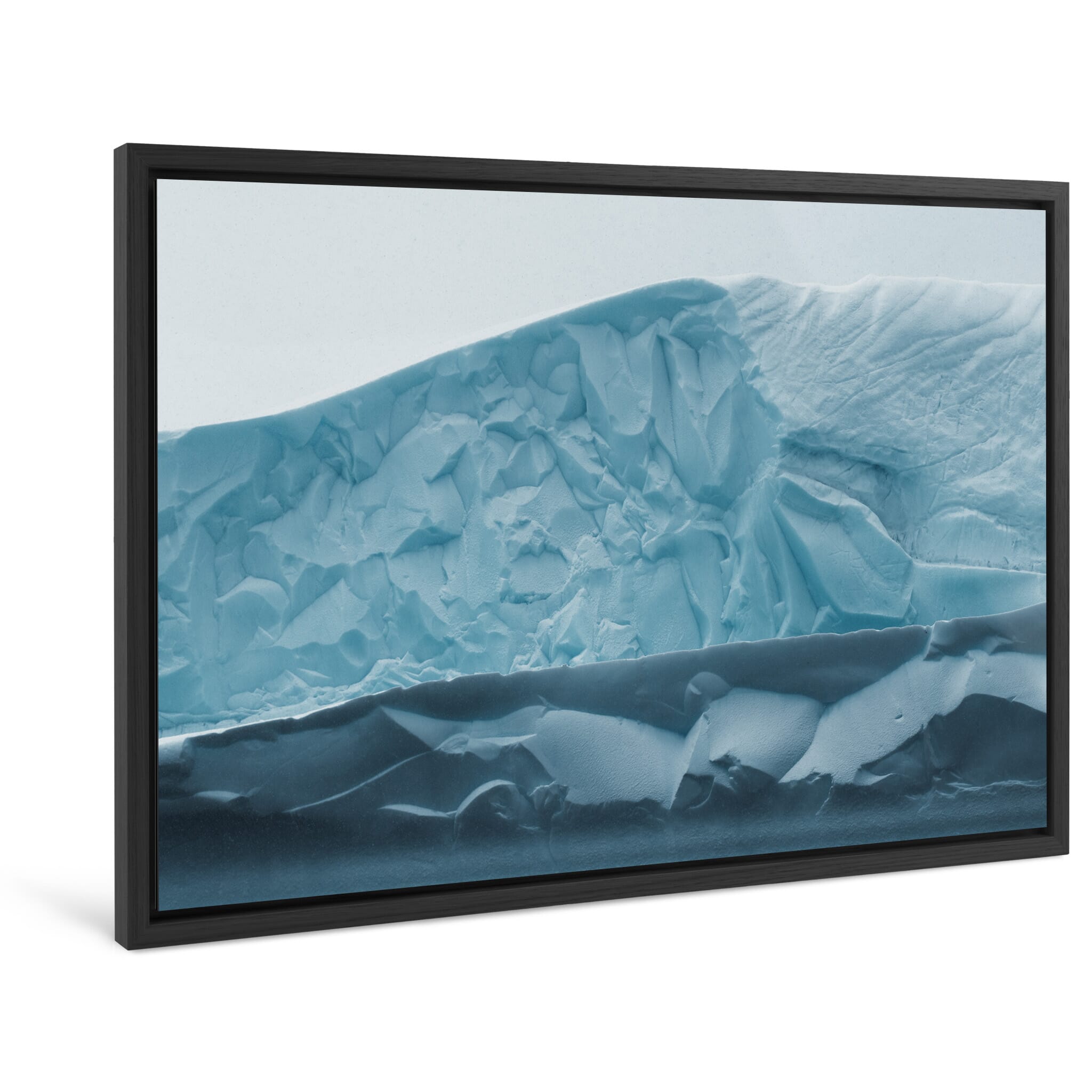 Framed photo print of smooth and jagged ice formations on Antarctic iceberg