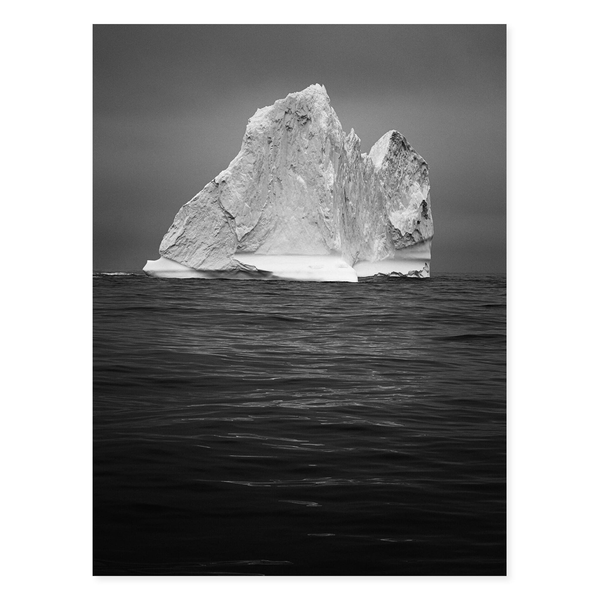 Fine art print of black and white iceberg formations in Antarctica