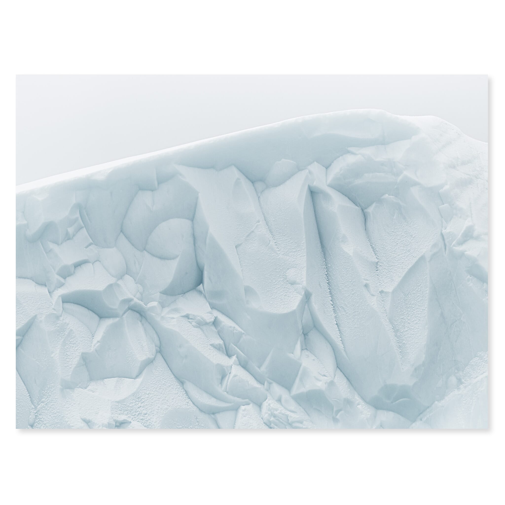 Fine art print of a monochrome glacier landscape with intricate ice textures