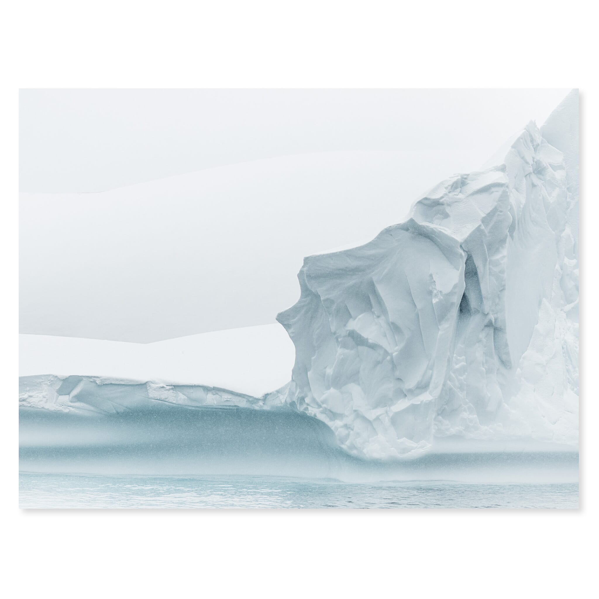 Fine art print of a monochrome glacier landscape with intricate ice textures