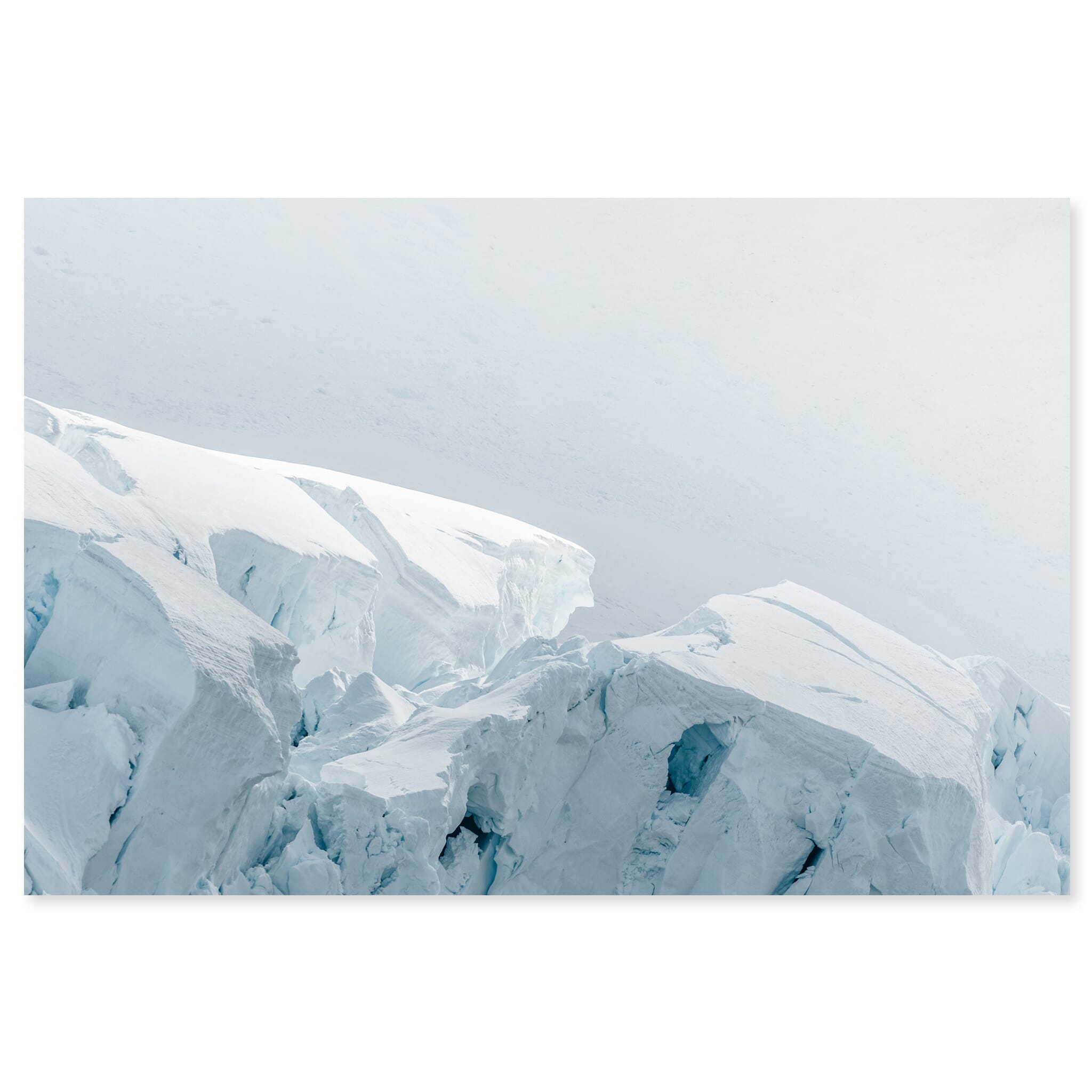 Fine art print of glacier detail with deep crevasse under bright Antarctic sunlight