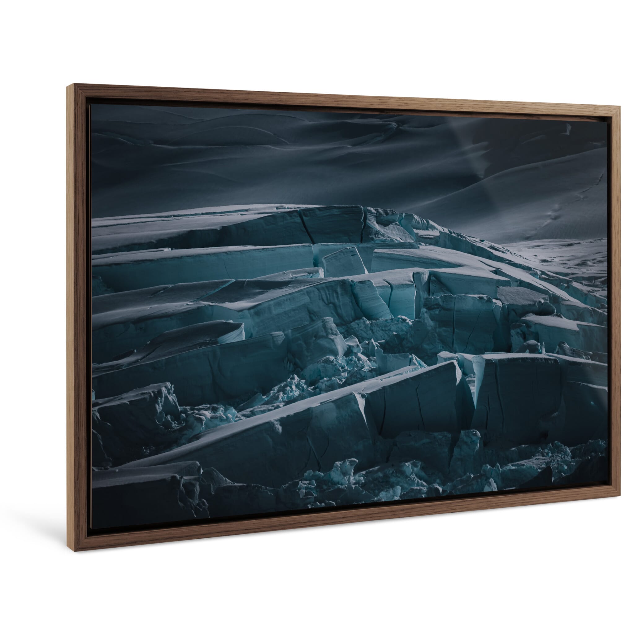 Framed photo print of a moody polar landscape shaped by shadows