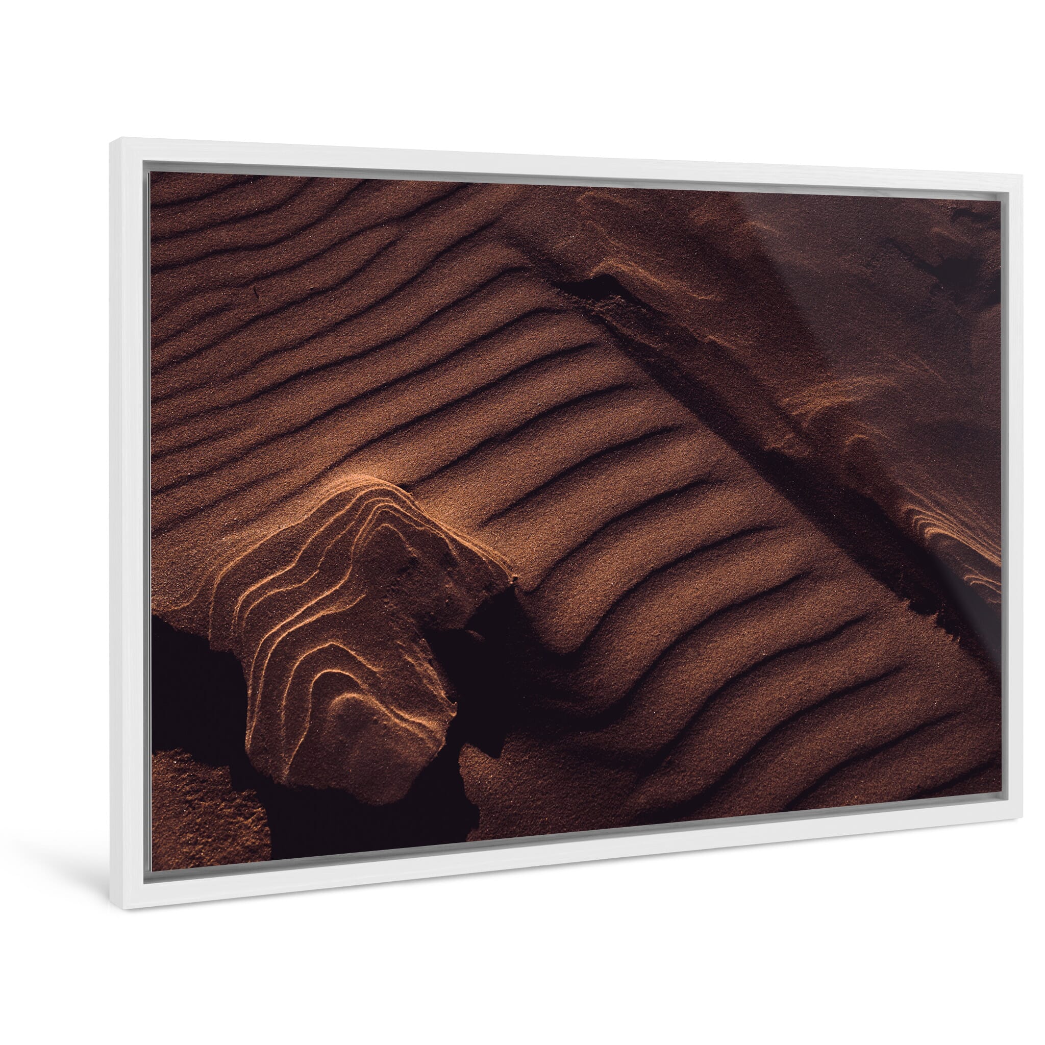 Framed photo print of sand structures with soft evening light