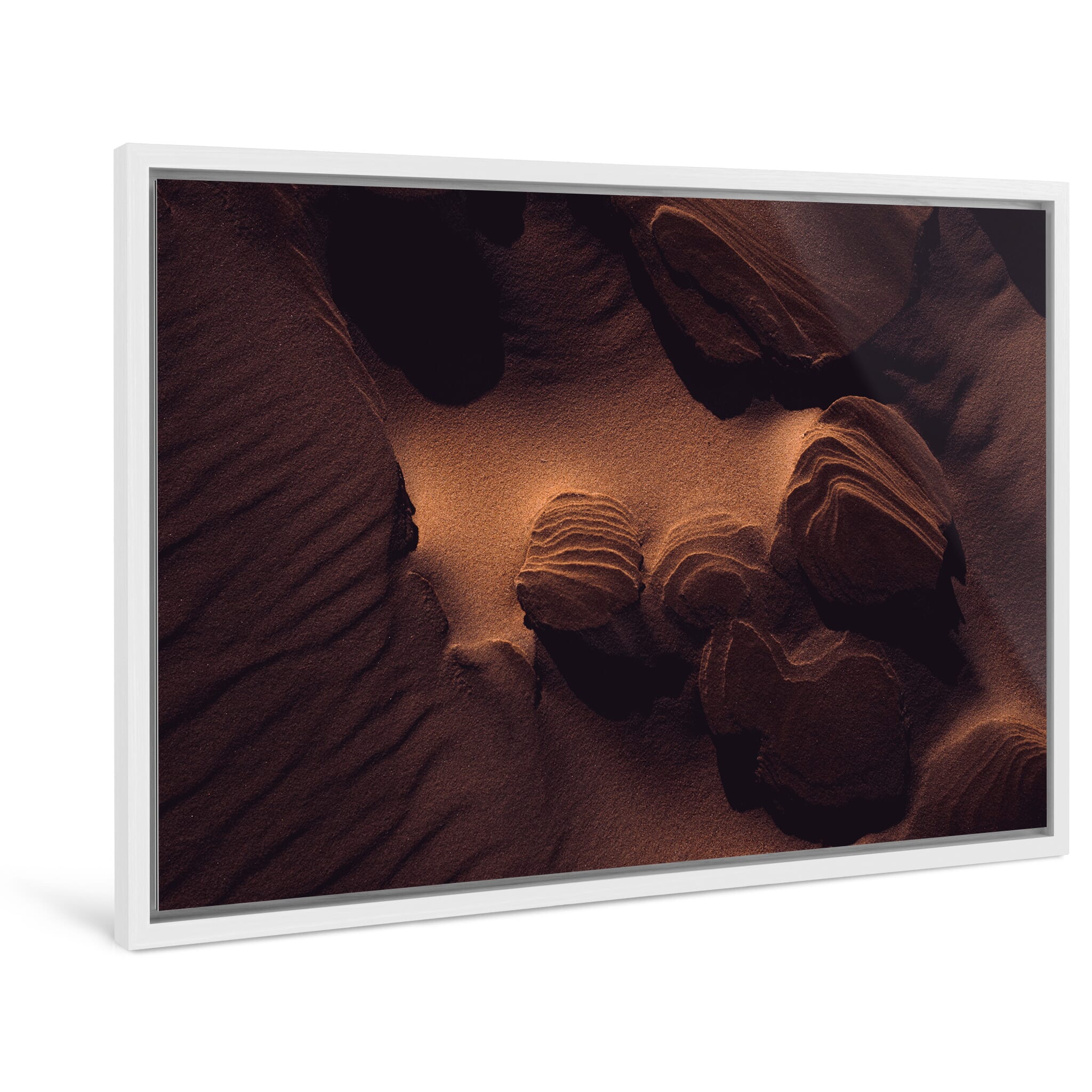 Framed photo print of sand textures with soft shadows