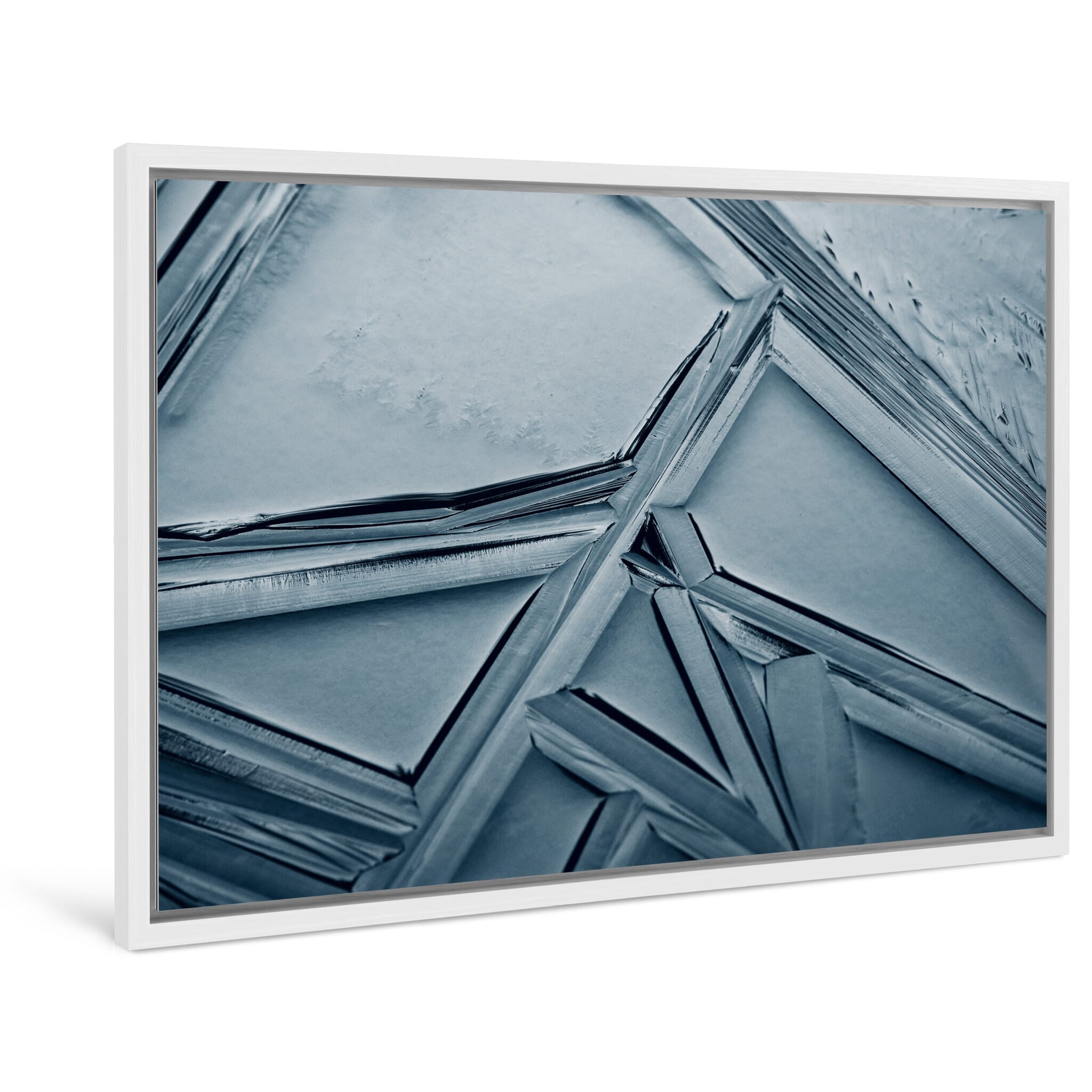 Framed photo print of natural crystal patterns forming abstract geometry