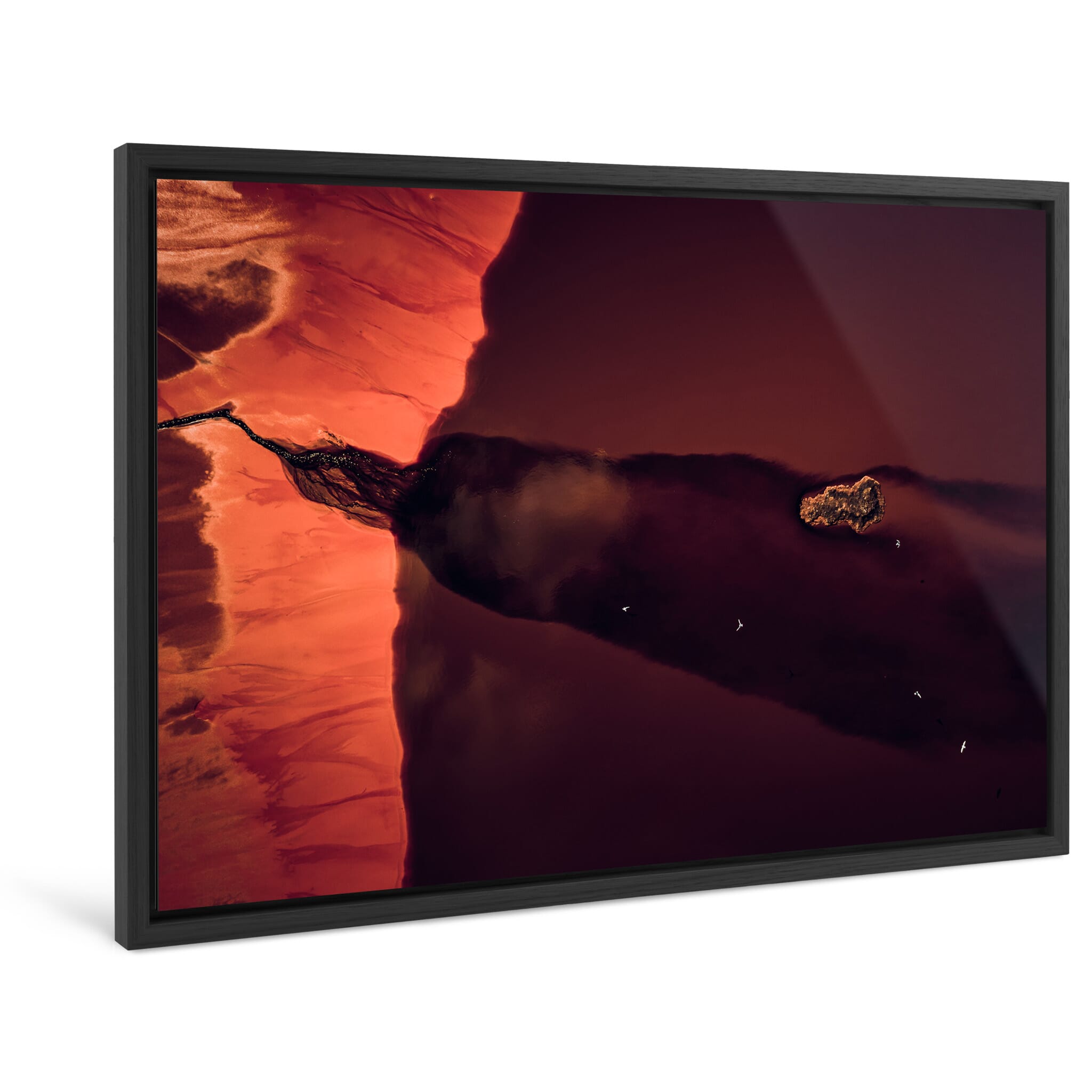 Framed photo print of otherworldly scenery with water and clouds