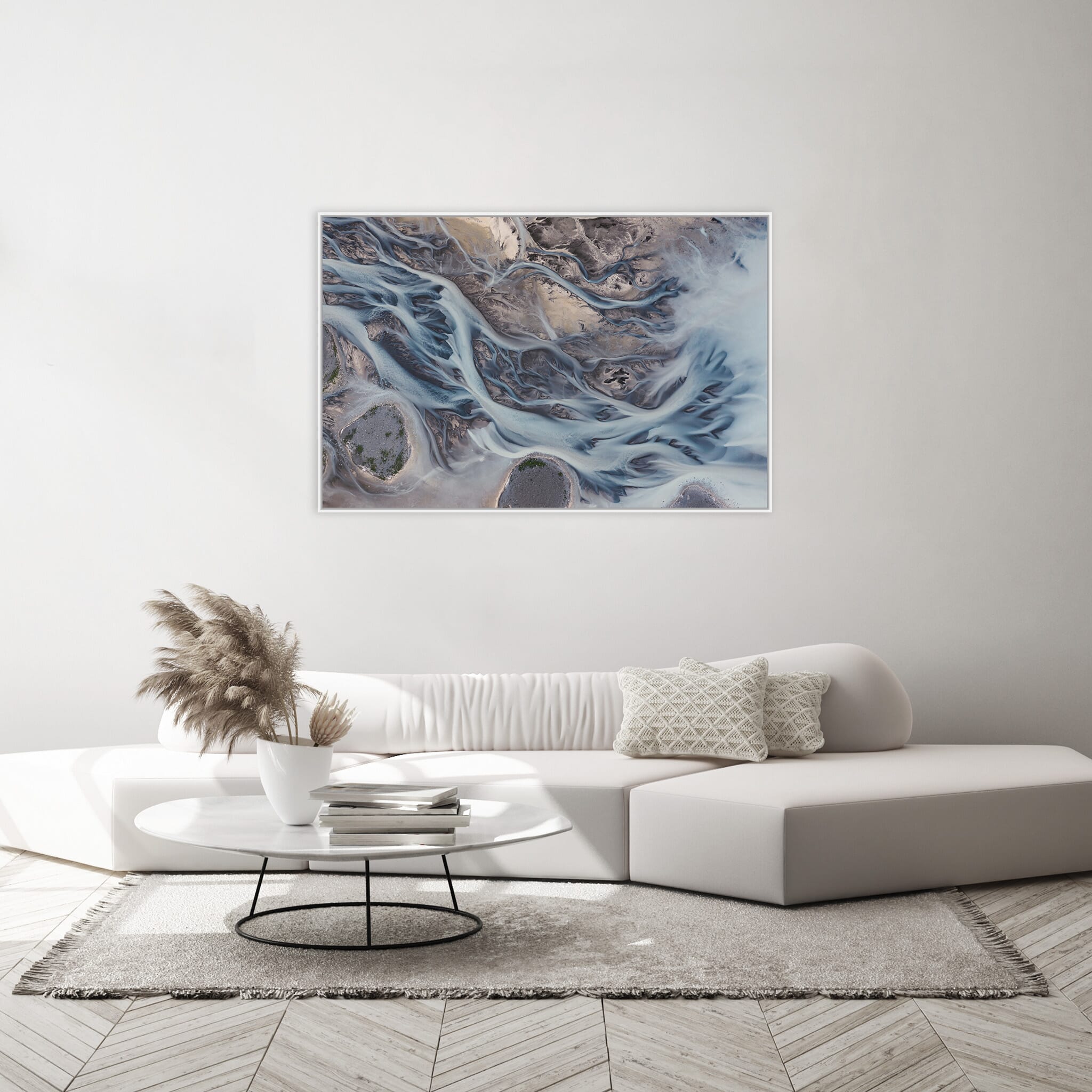 Modern room with framed landscape photography by Jan Erik Waider