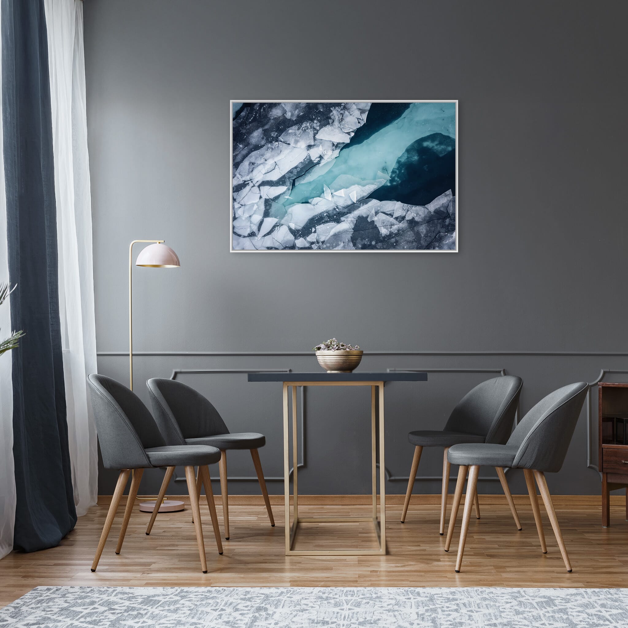 Modern room with framed landscape photography by Jan Erik Waider