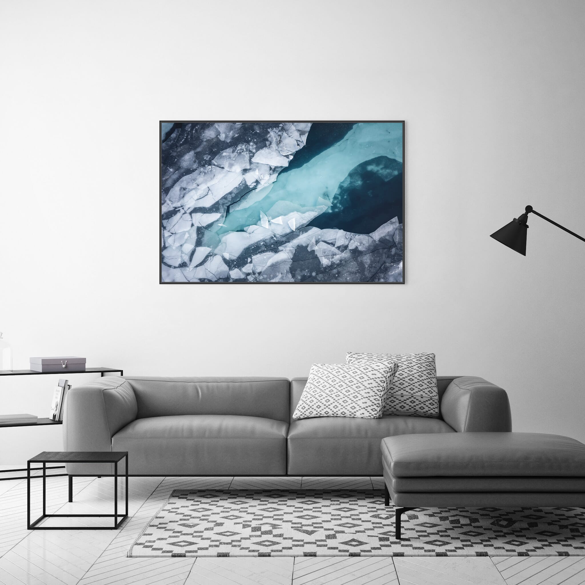 Modern Interior design featuring photography prints by Jan Erik Waider