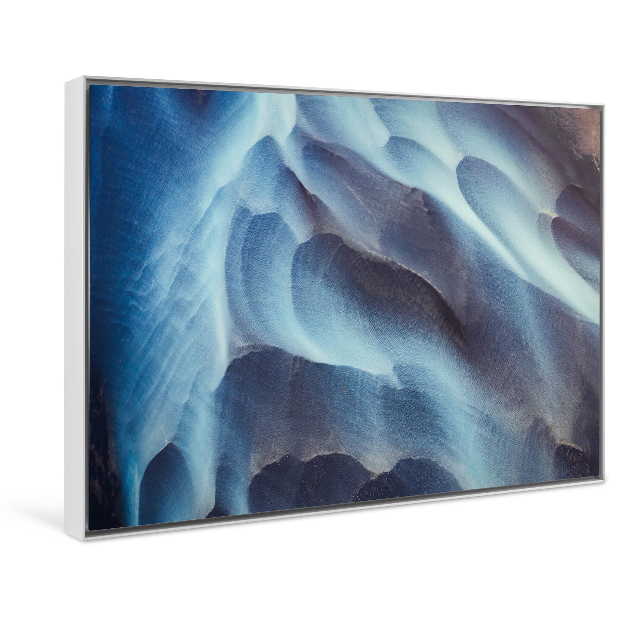 Framed photo print of intricate river branches forming abstract glacier patterns in Iceland
