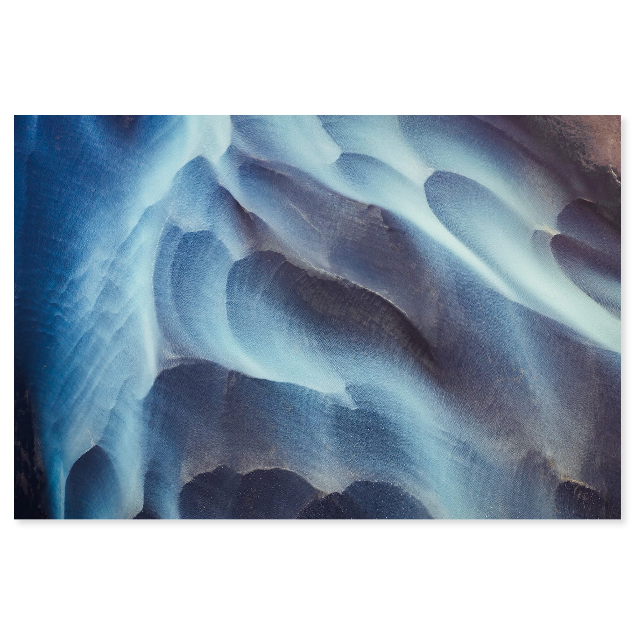 Fine art print of abstract aerial view of glacier river system in Iceland