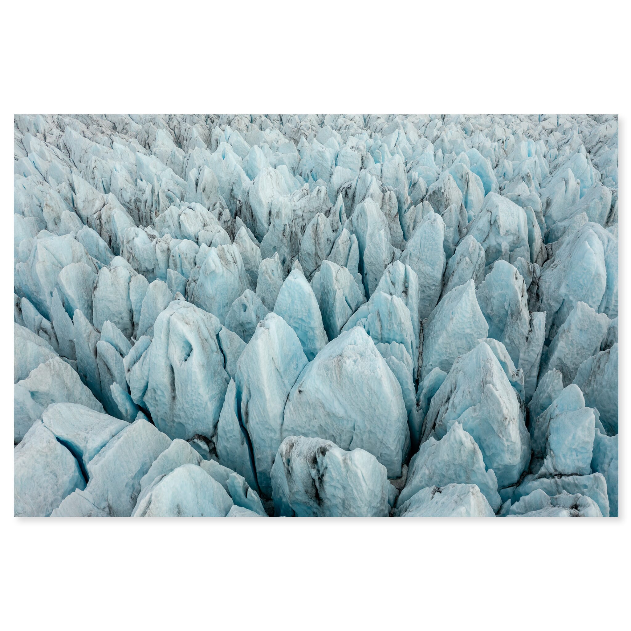 Fine art print of glacier towers and deep crevasses in Iceland