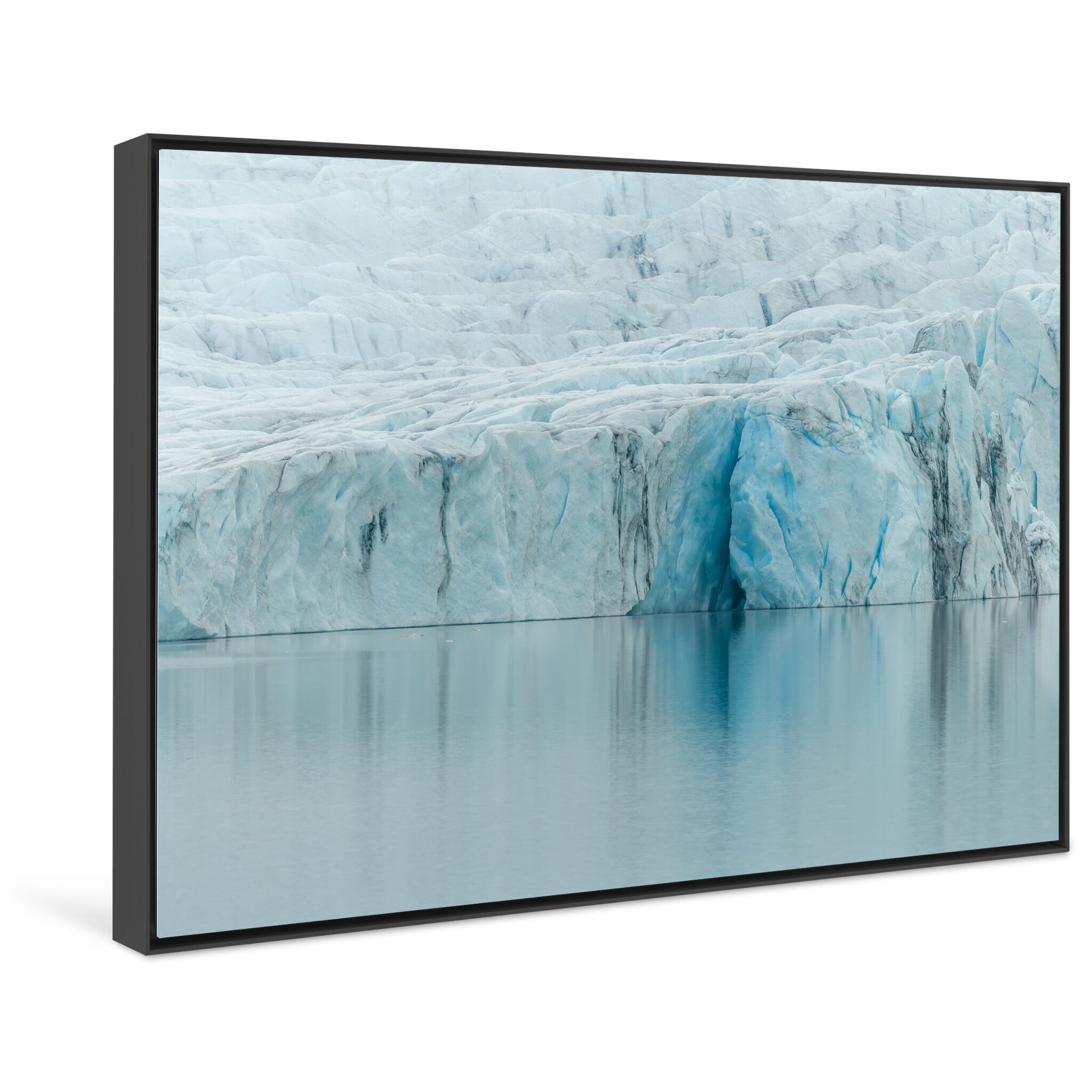 Framed photo print of dramatic crevasse patterns near glacier lake Fjallsárlón Iceland