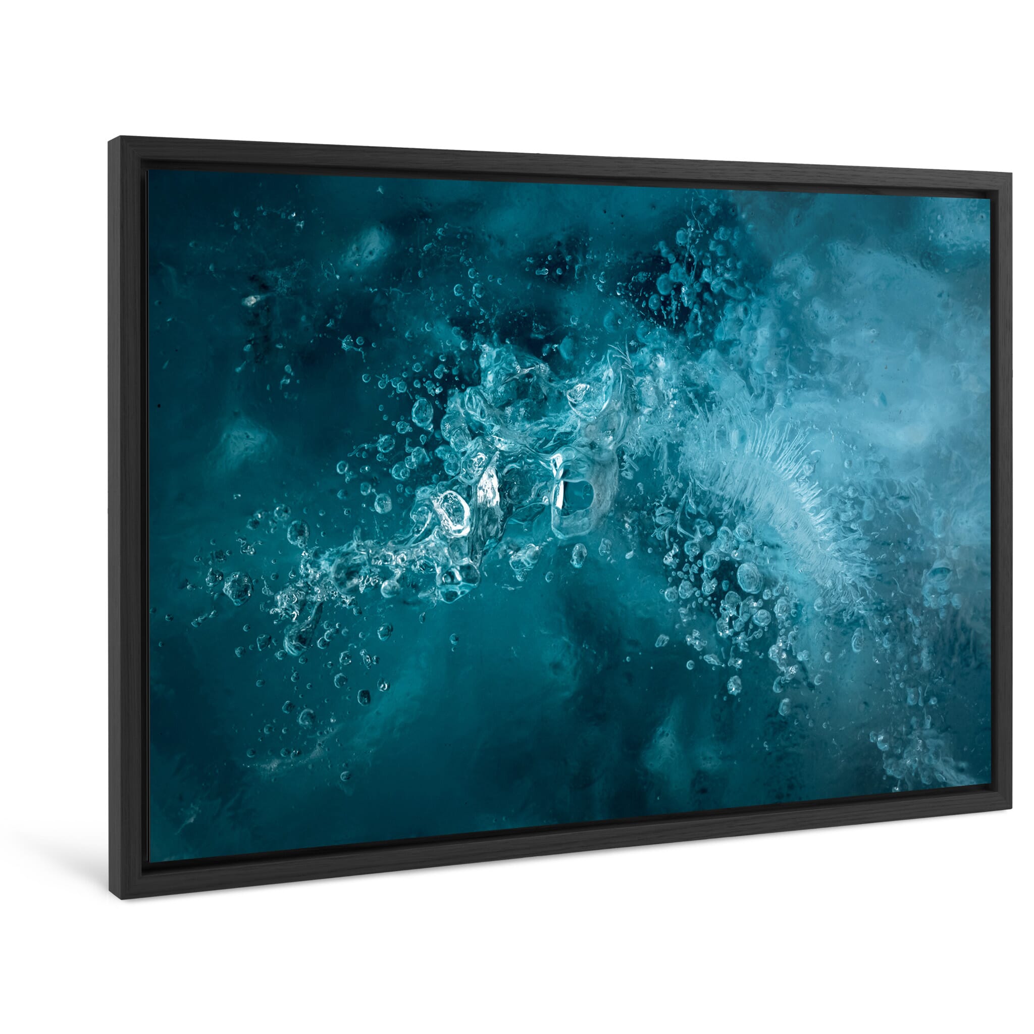 Framed photo print of tiny ice inclusions formed by compressed snow layers