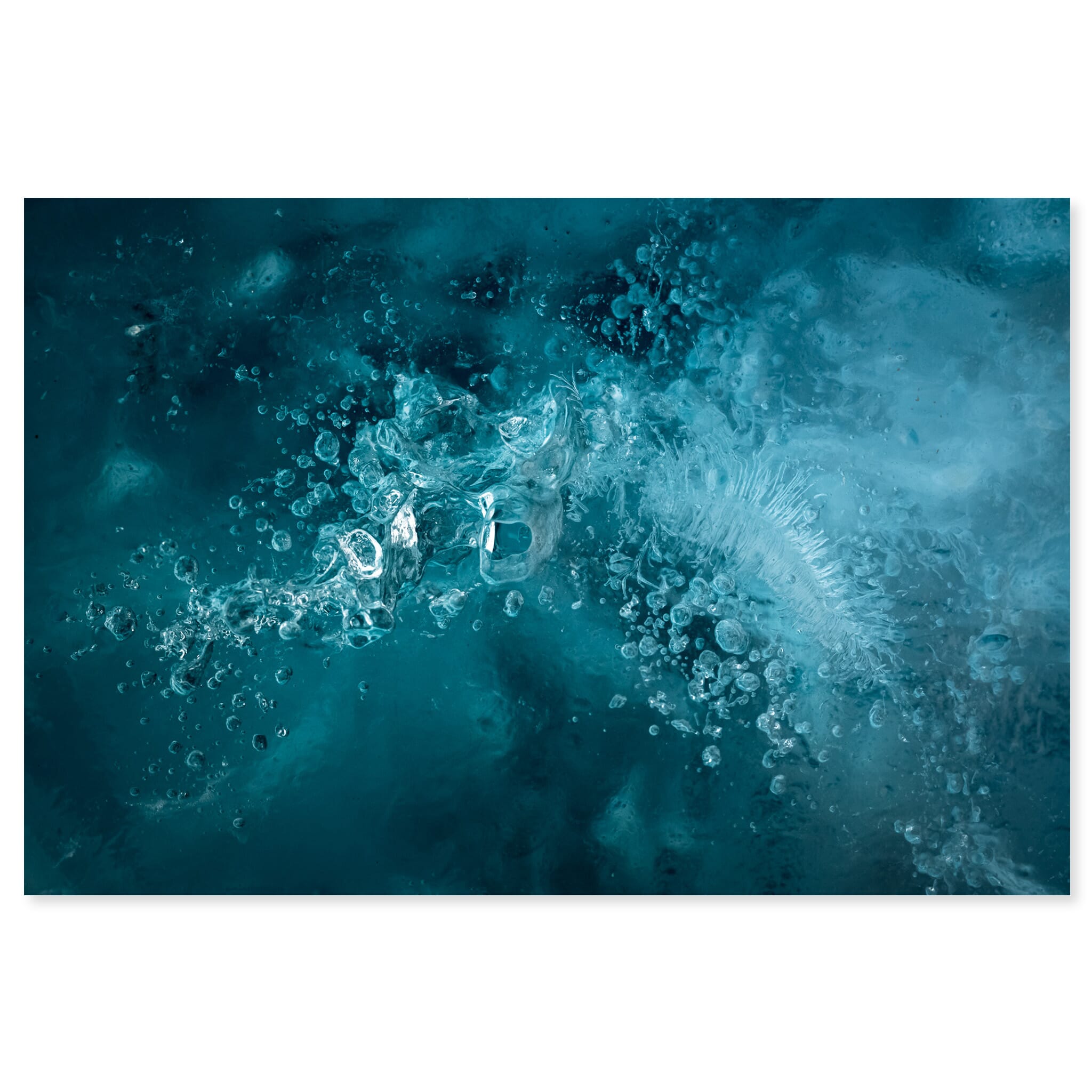 Fine art print of macro view of air bubbles trapped in glacier ice in Iceland
