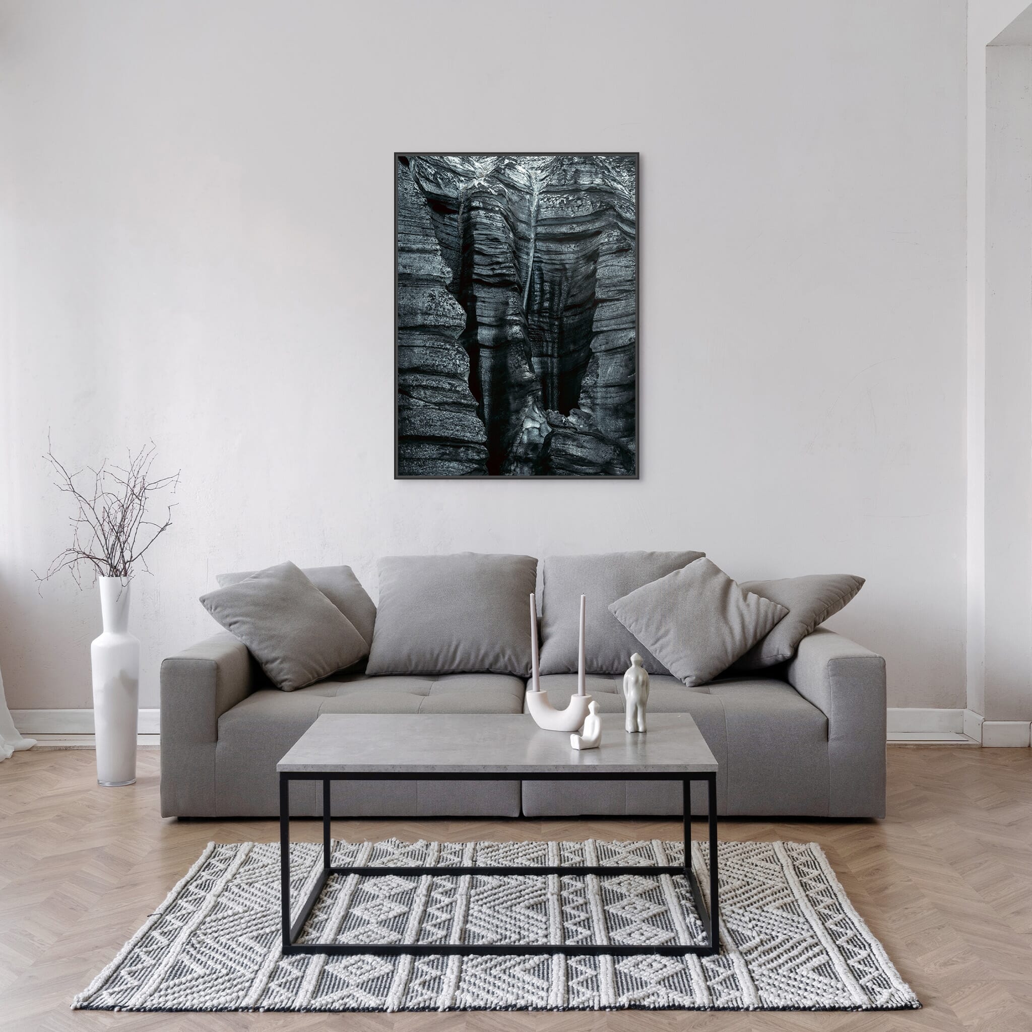 Modern room with framed landscape photography by Jan Erik Waider