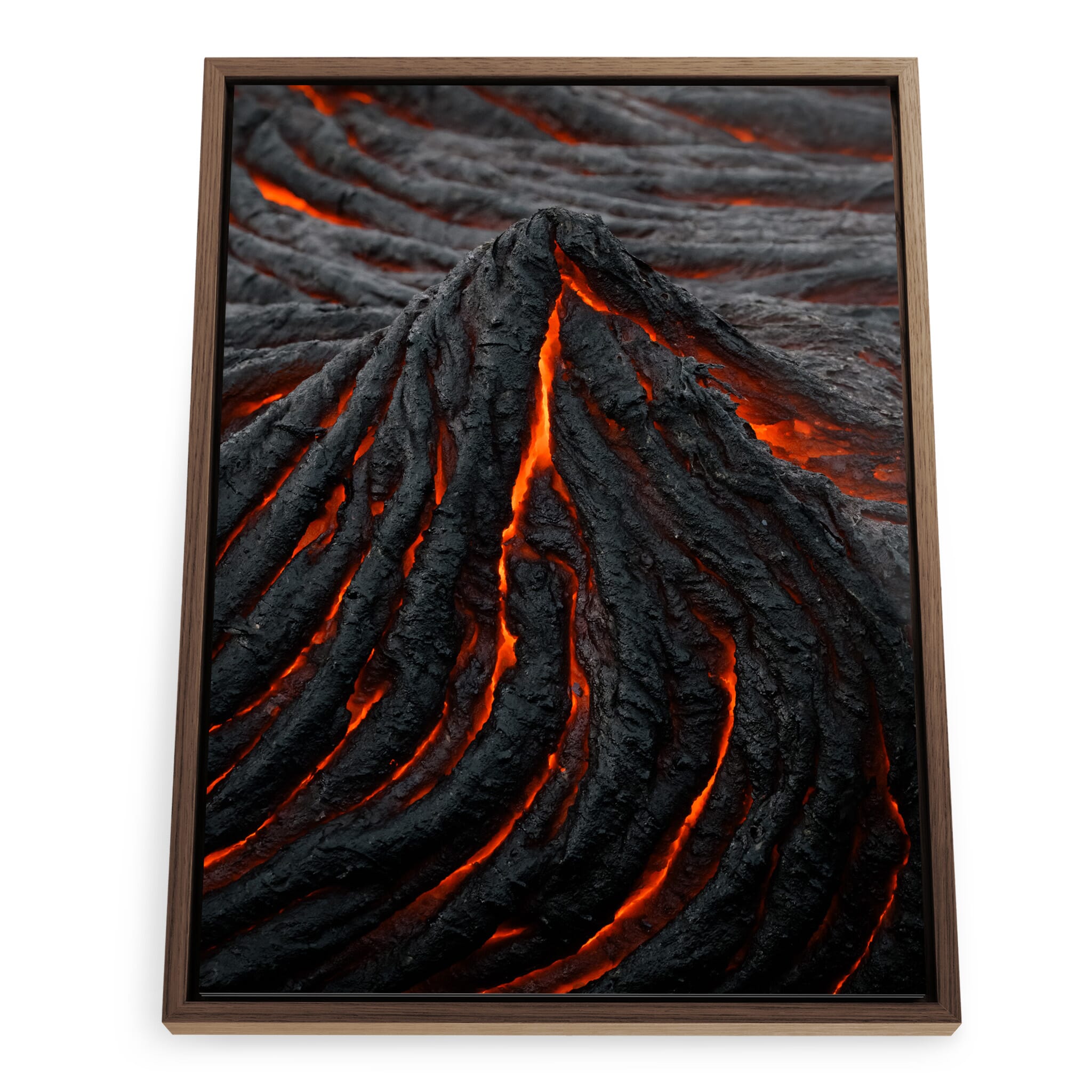Framed photo print of Icelandic lava landscape with cooling formations