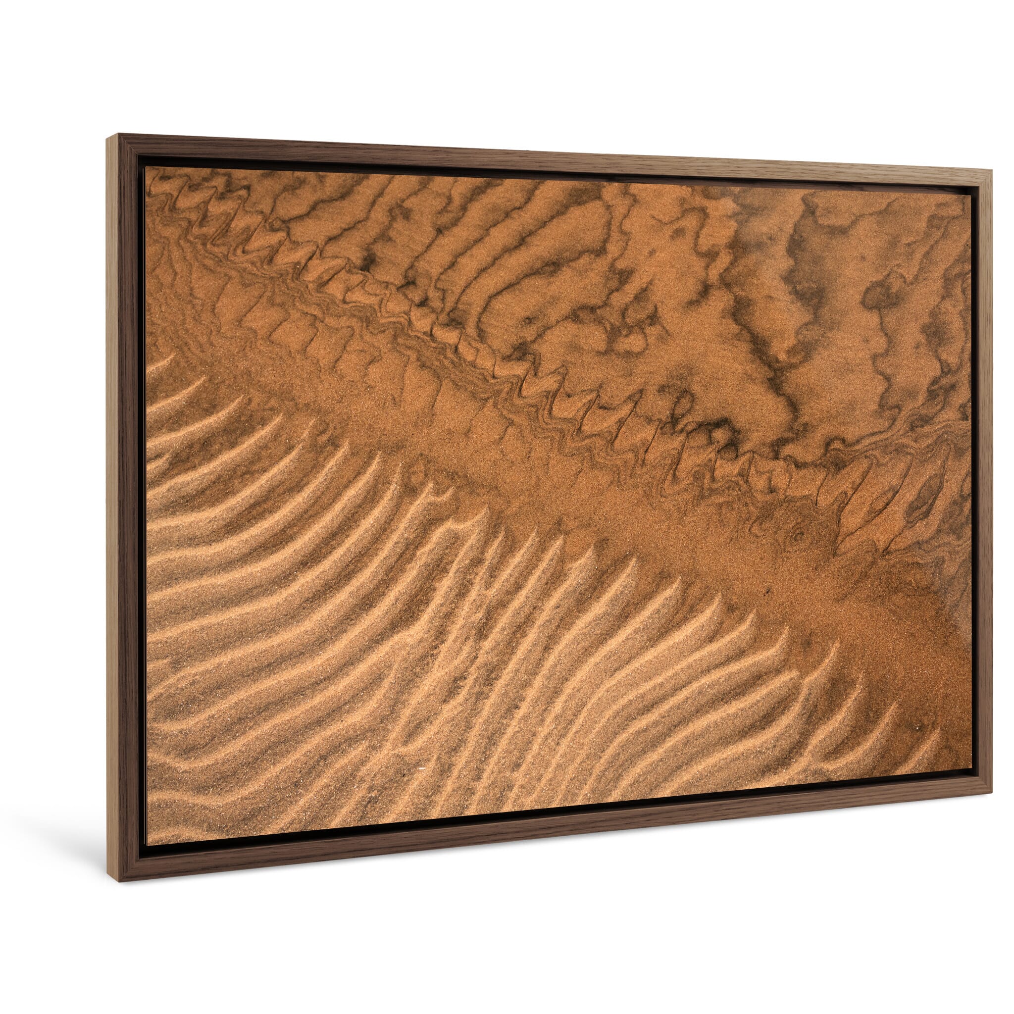 Framed photo print of abstract sand structures shaped by sea and breeze