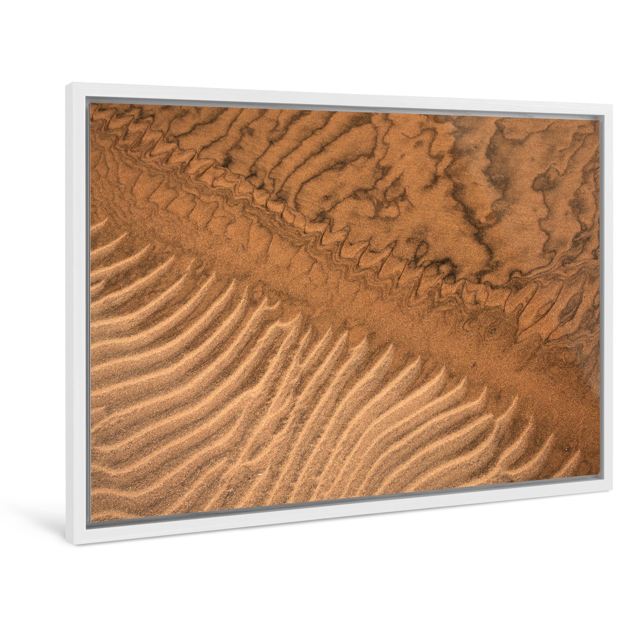 Framed photo print of fine sand patterns formed by tides and natural forces