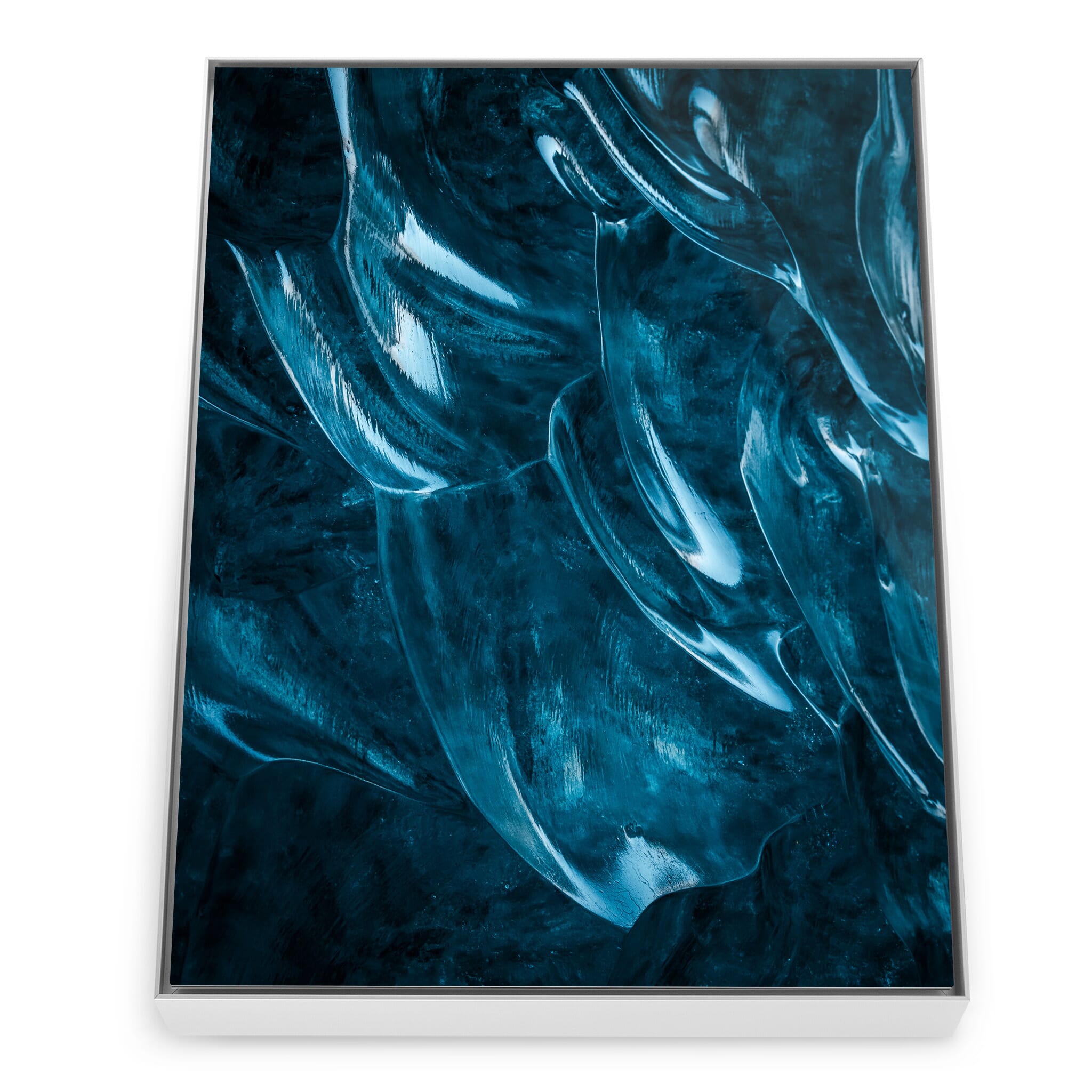 Framed photo print of abstract details from inside an Icelandic glacier cave