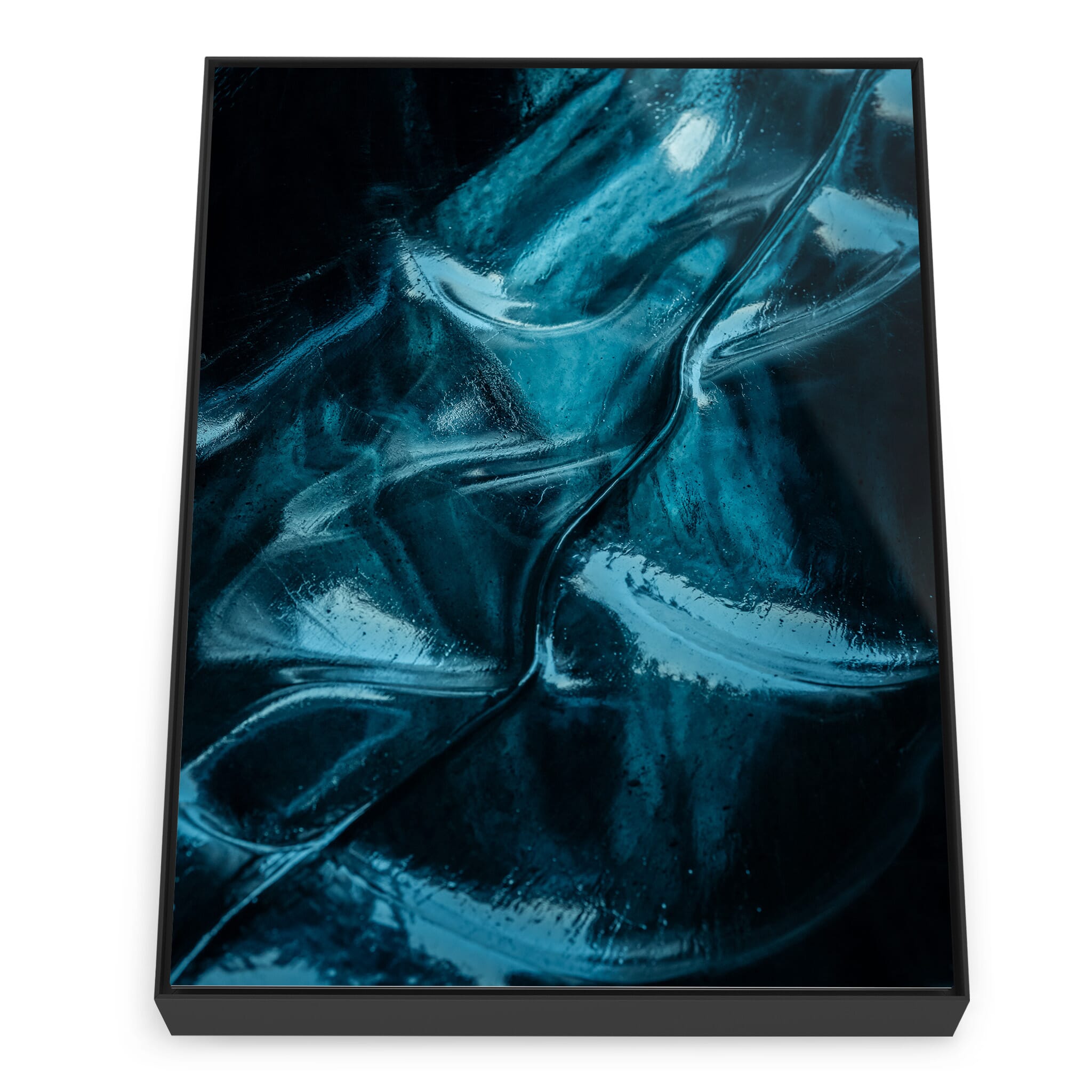 Framed photo print of abstract glacier ice details shaped by time