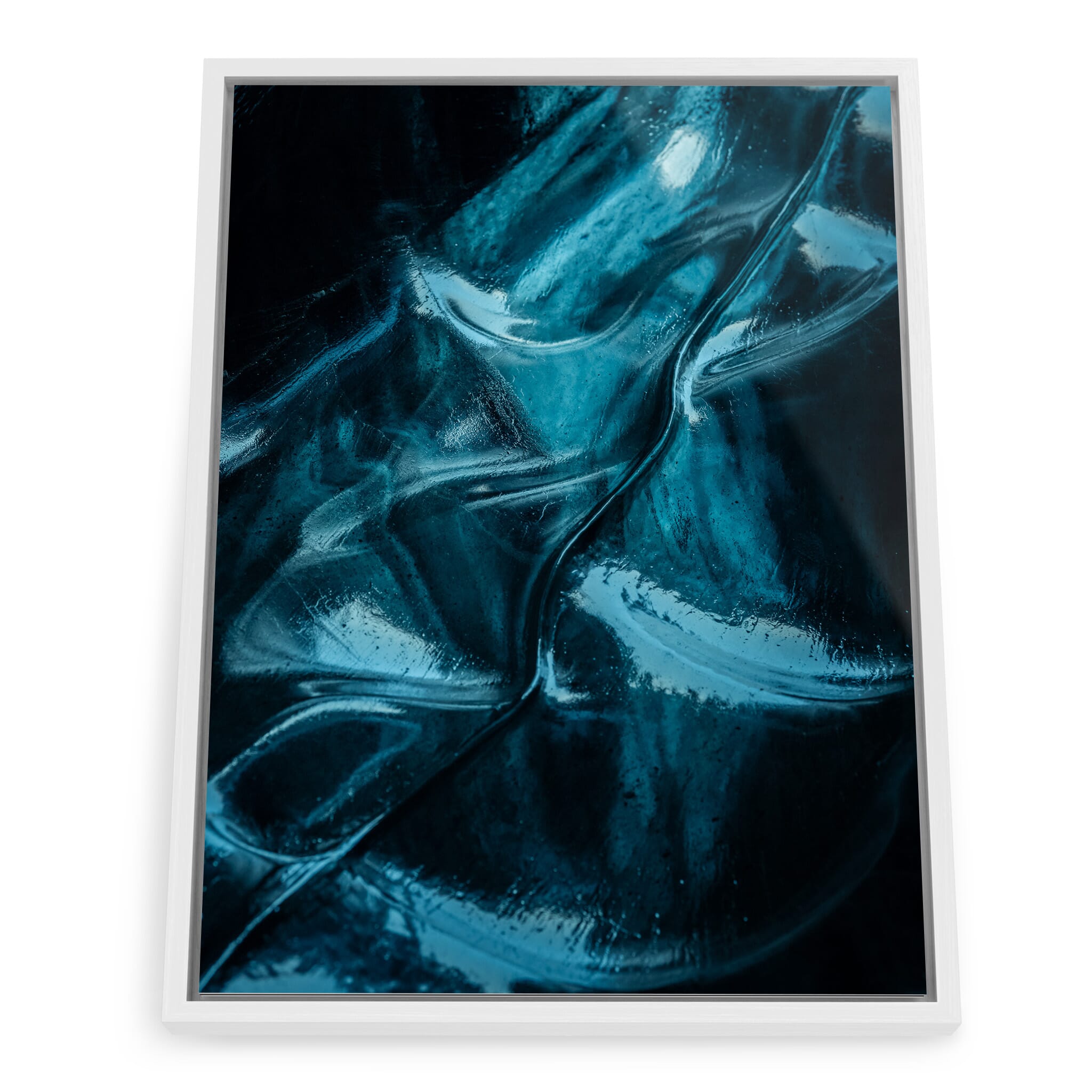 Framed photo print of compressed snow and exposed glacier surfaces