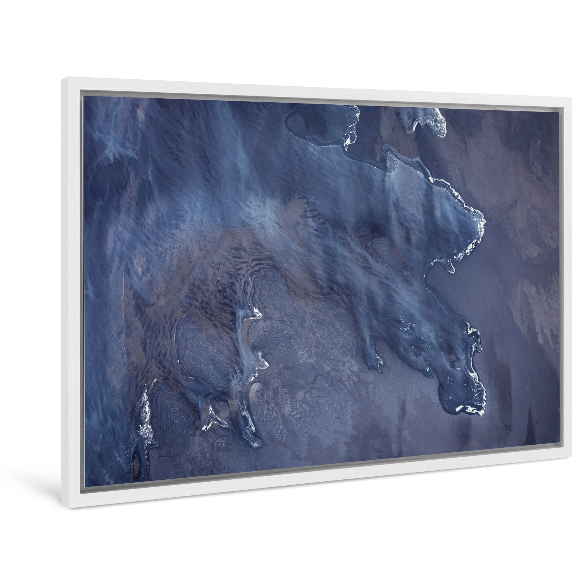 Framed photo print of dynamic beach shapes formed by shifting tides