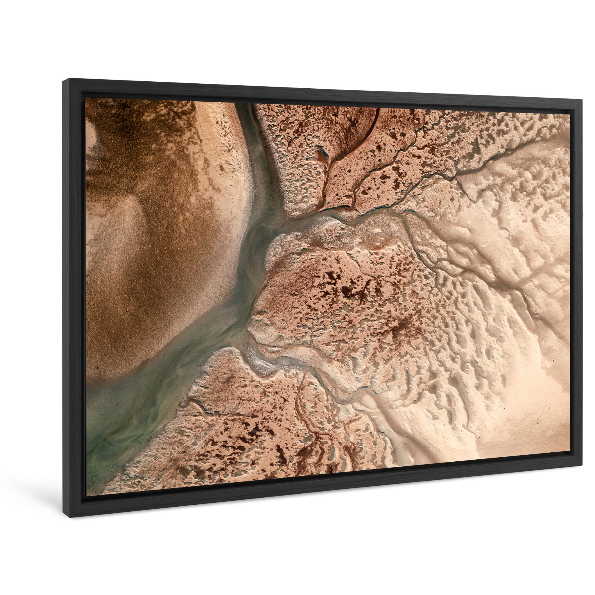 Framed photo print of natural formations shaped by shifting water flow