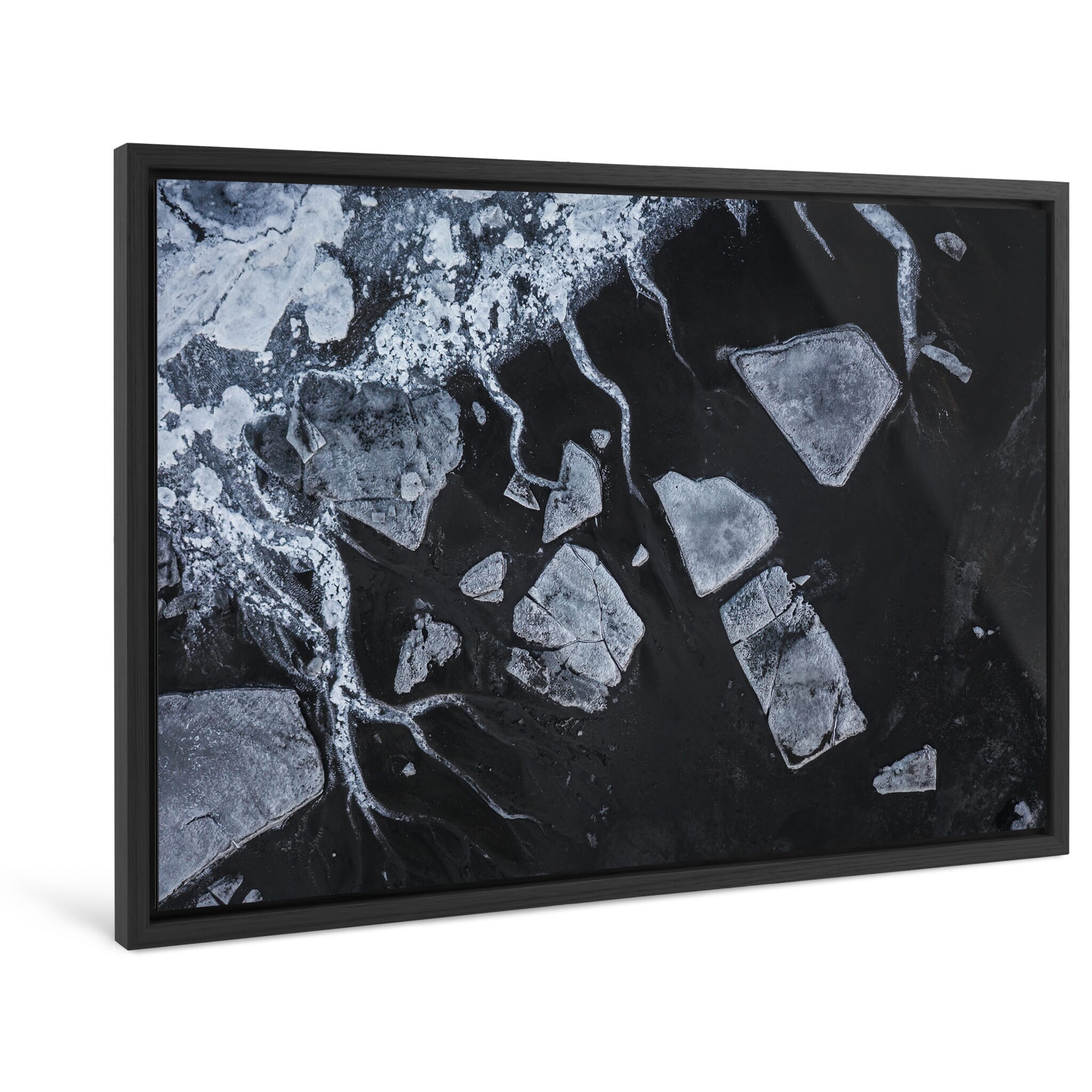 Framed photo print of winter’s abstract formations of ice and sediment
