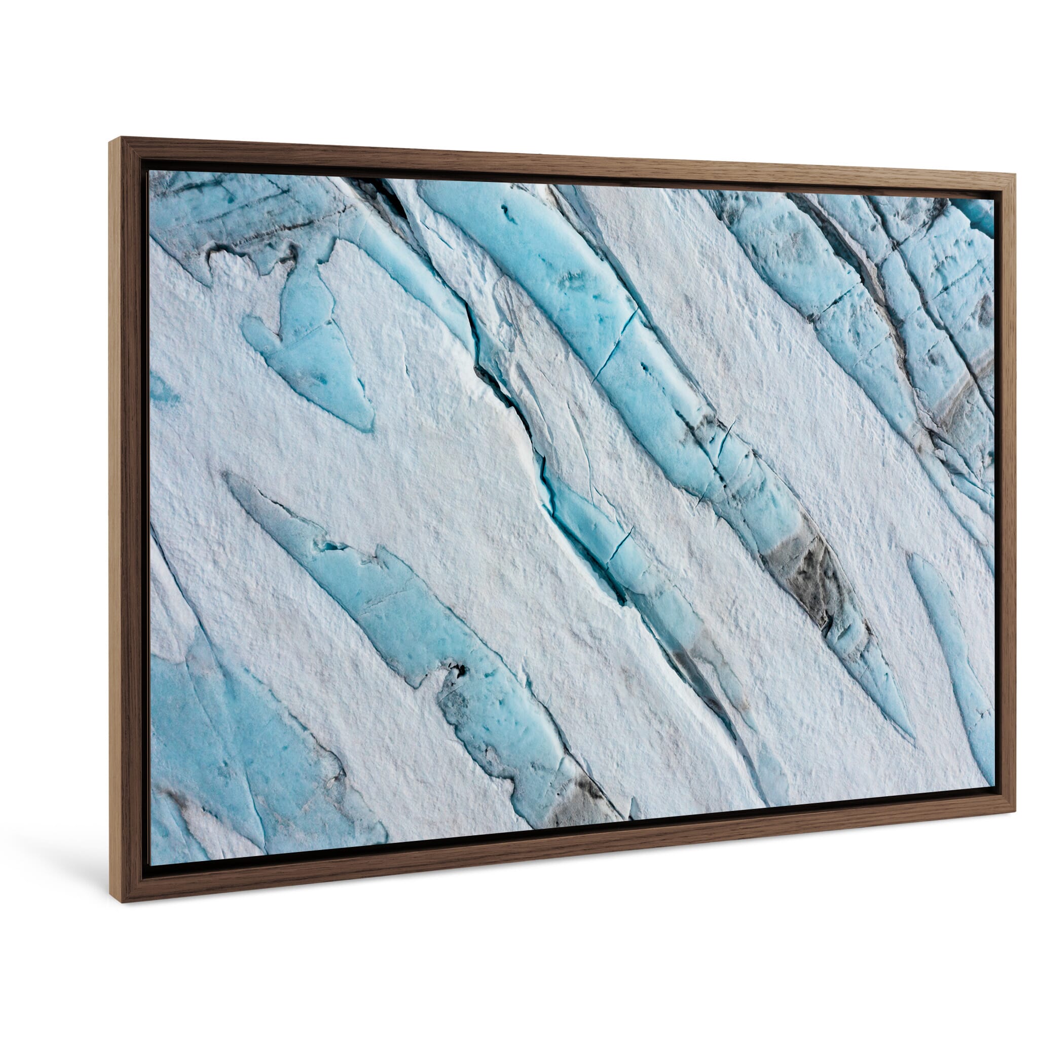 Framed photo print of striking meltwater patterns seen from above