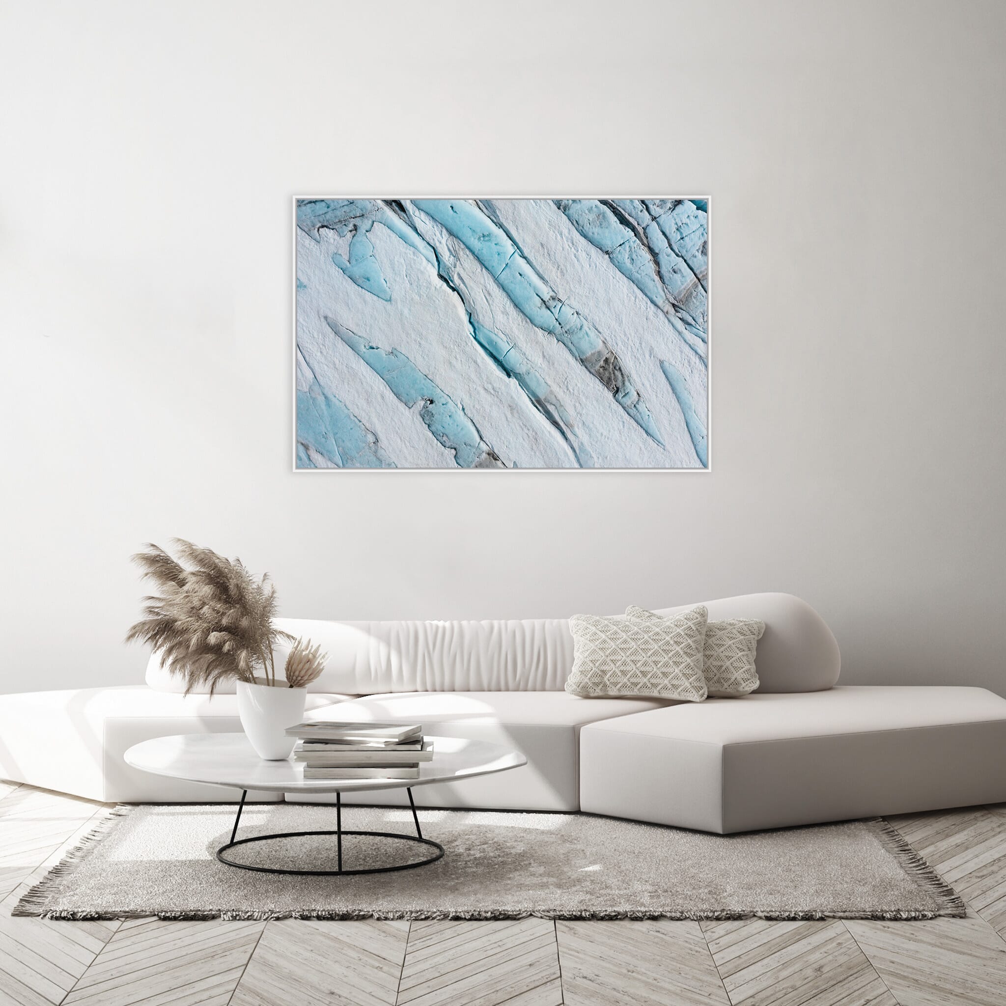 Modern room with framed landscape photography by Jan Erik Waider