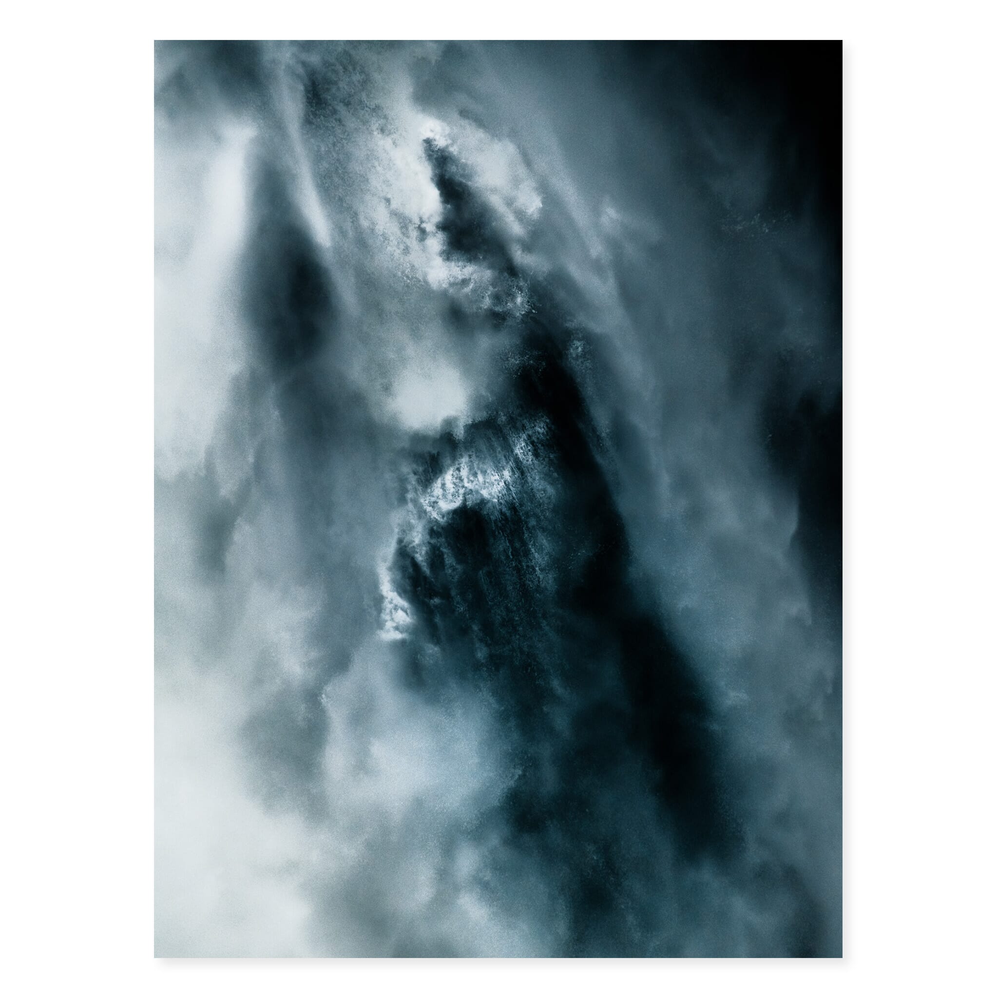Fine art print of Norway’s waterfalls revealing hidden faces in rushing water