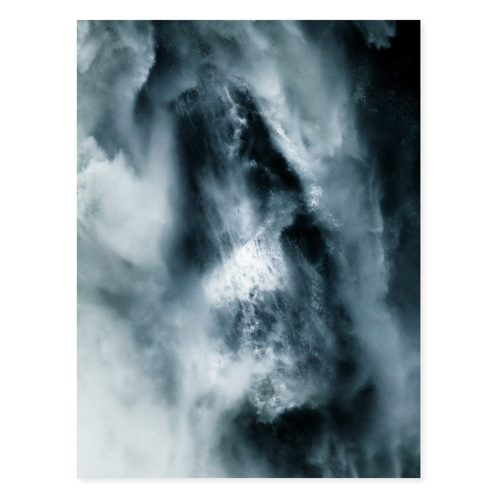 Fine art print of Norway’s waterfalls revealing hidden faces in rushing water
