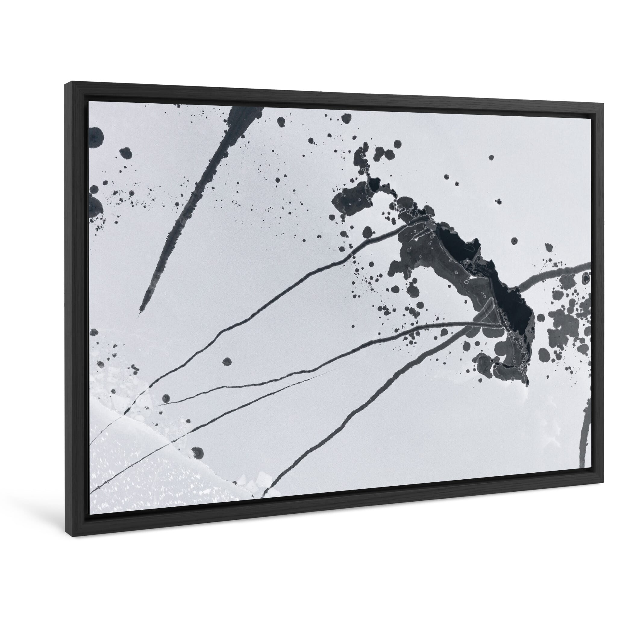 Framed photo print of bird’s-eye view of natural ice channels and dark openings