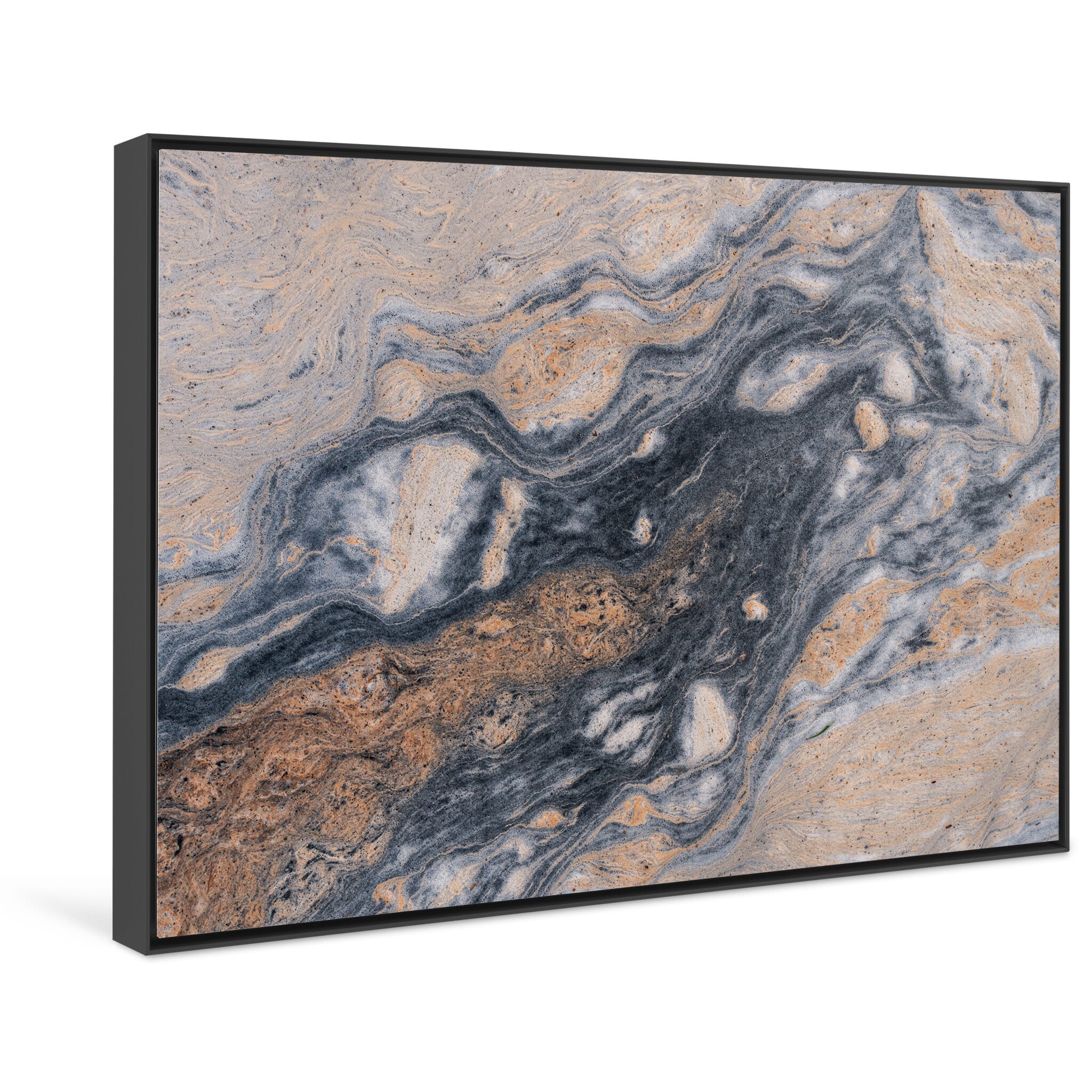 Framed photo print of close-up view of pollen layers in water resembling gas giant patterns
