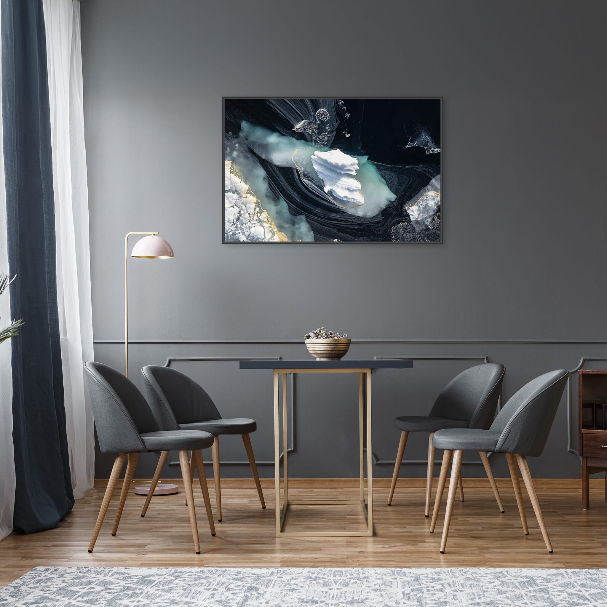 Modern room with framed landscape photography by Jan Erik Waider