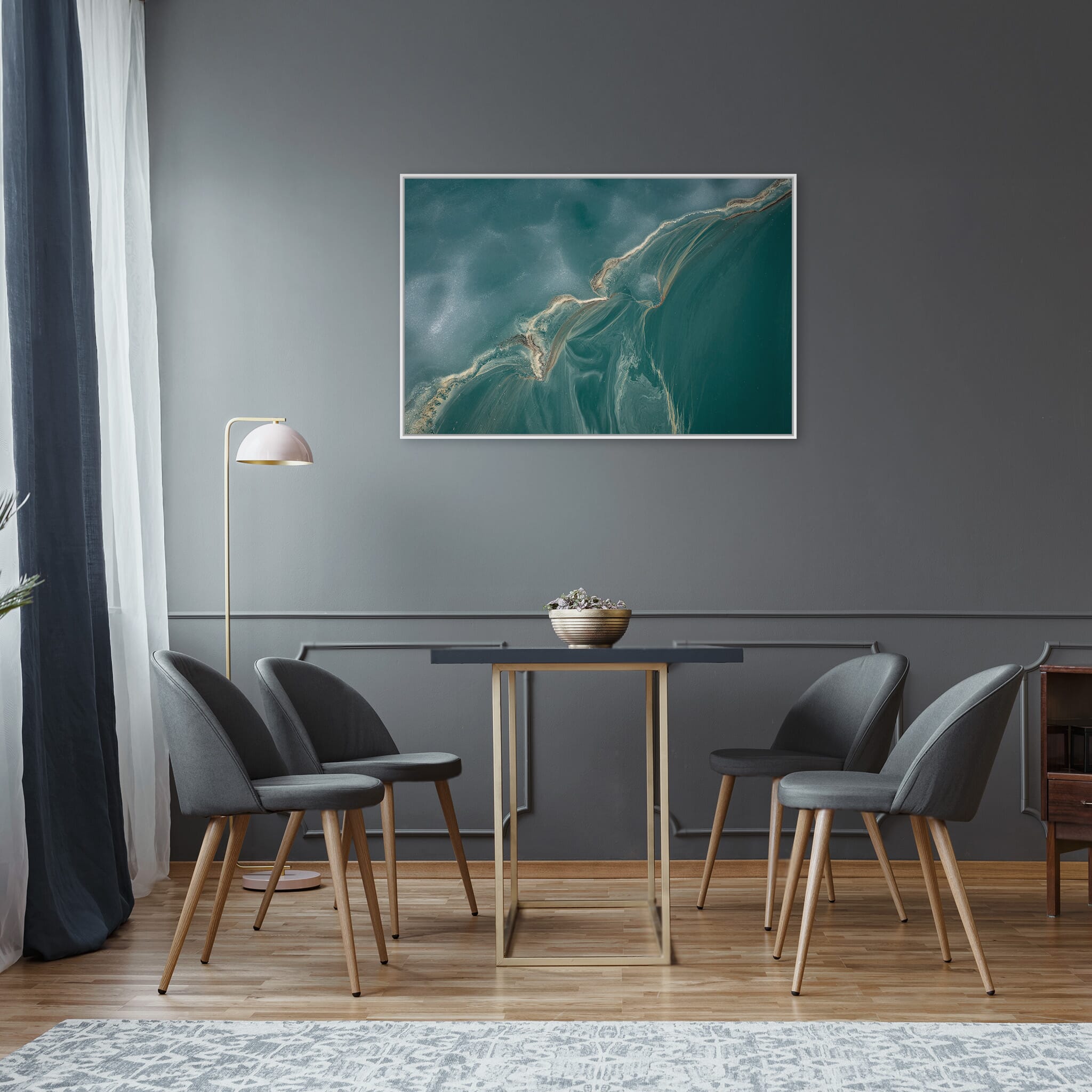 Modern Interior design featuring photography prints by Jan Erik Waider
